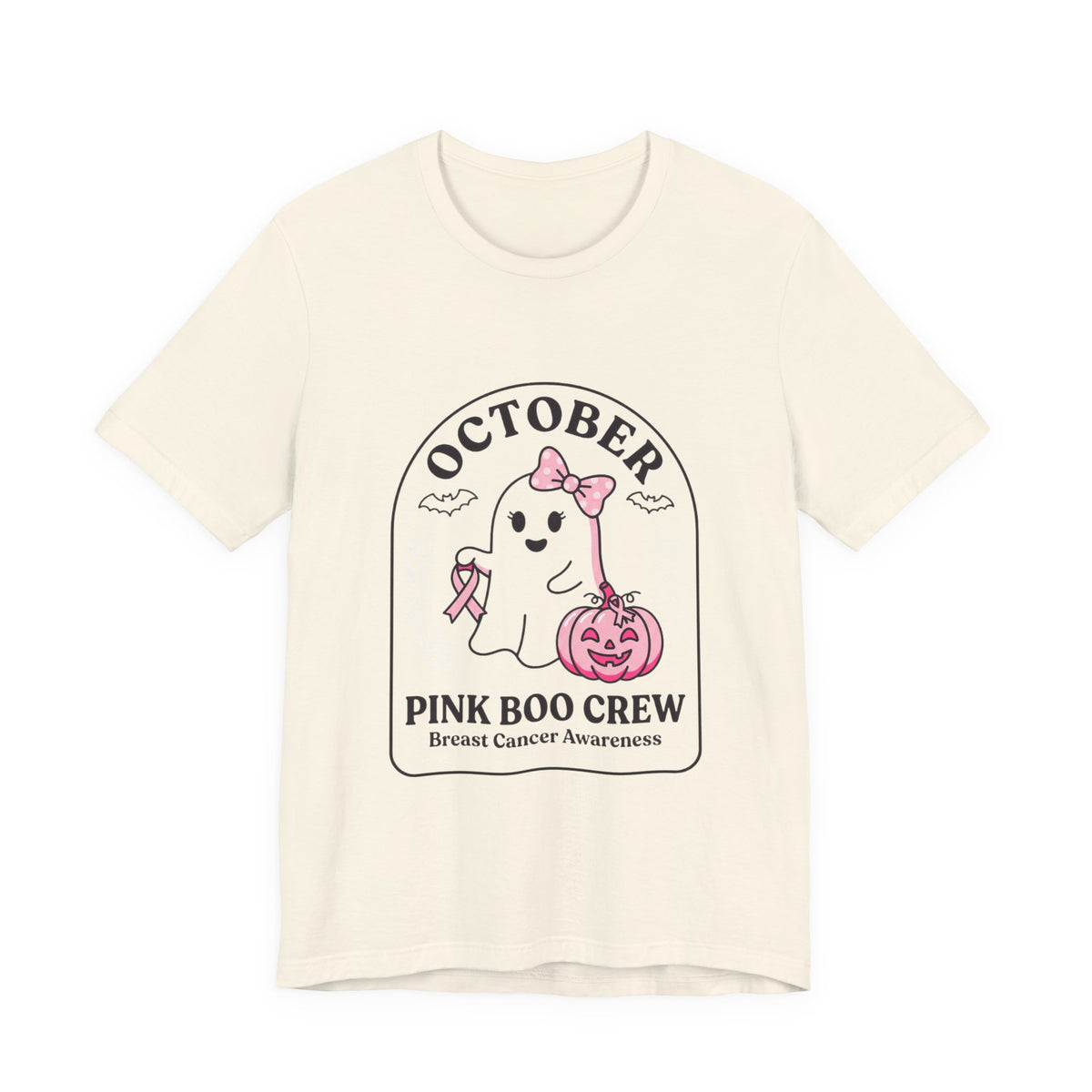 Pink Boo Crew Ghost Tee | Breast Cancer Awareness, October Ribbon