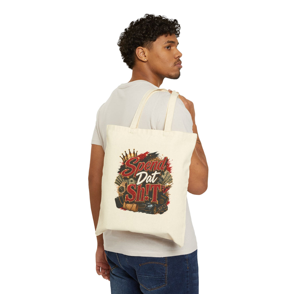 Canvas Tote Bag — "Spend Dat Sh!t" Bold Graphic Market Tote