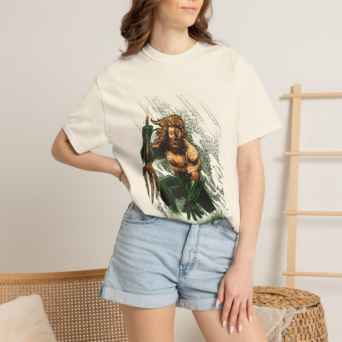 Aquaman Graphic T-Shirt — Vintage Surfing Trident Design