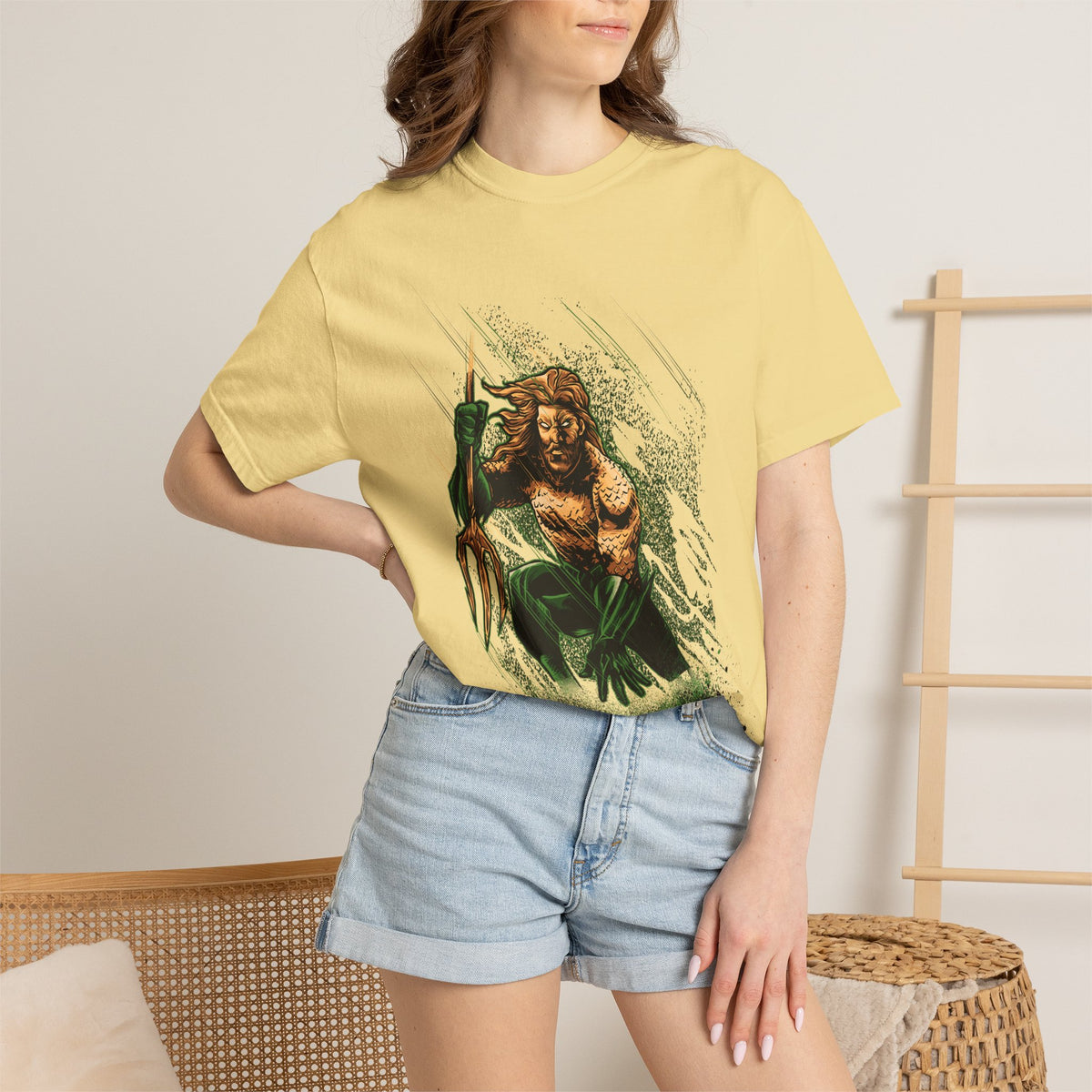 Aquaman Graphic T-Shirt — Vintage Surfing Trident Design