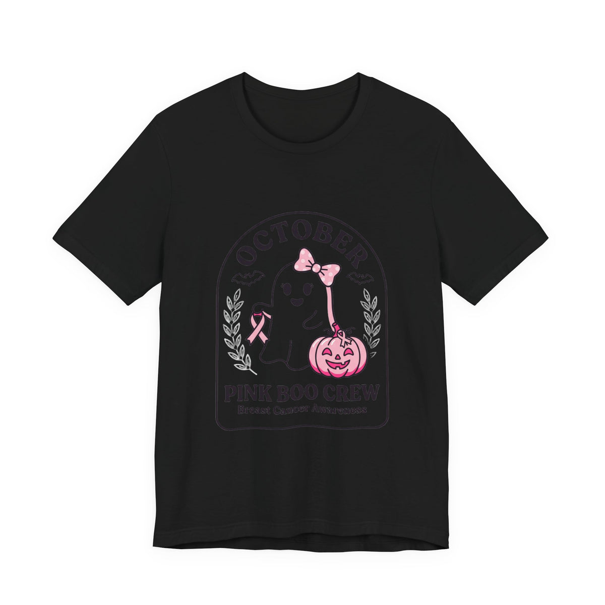 Pink Boo Crew Ghost Tee | Breast Cancer Awareness, October Ribbon