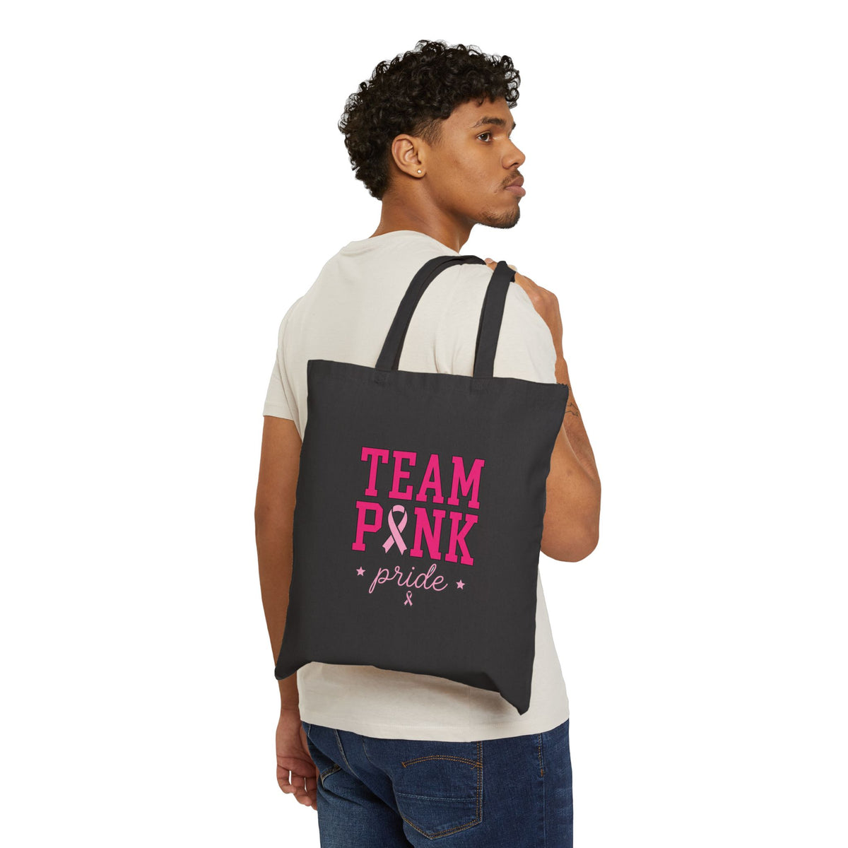 Team Pink Ribbon Tote | Breast Cancer Awareness, Solidarity Canvas
