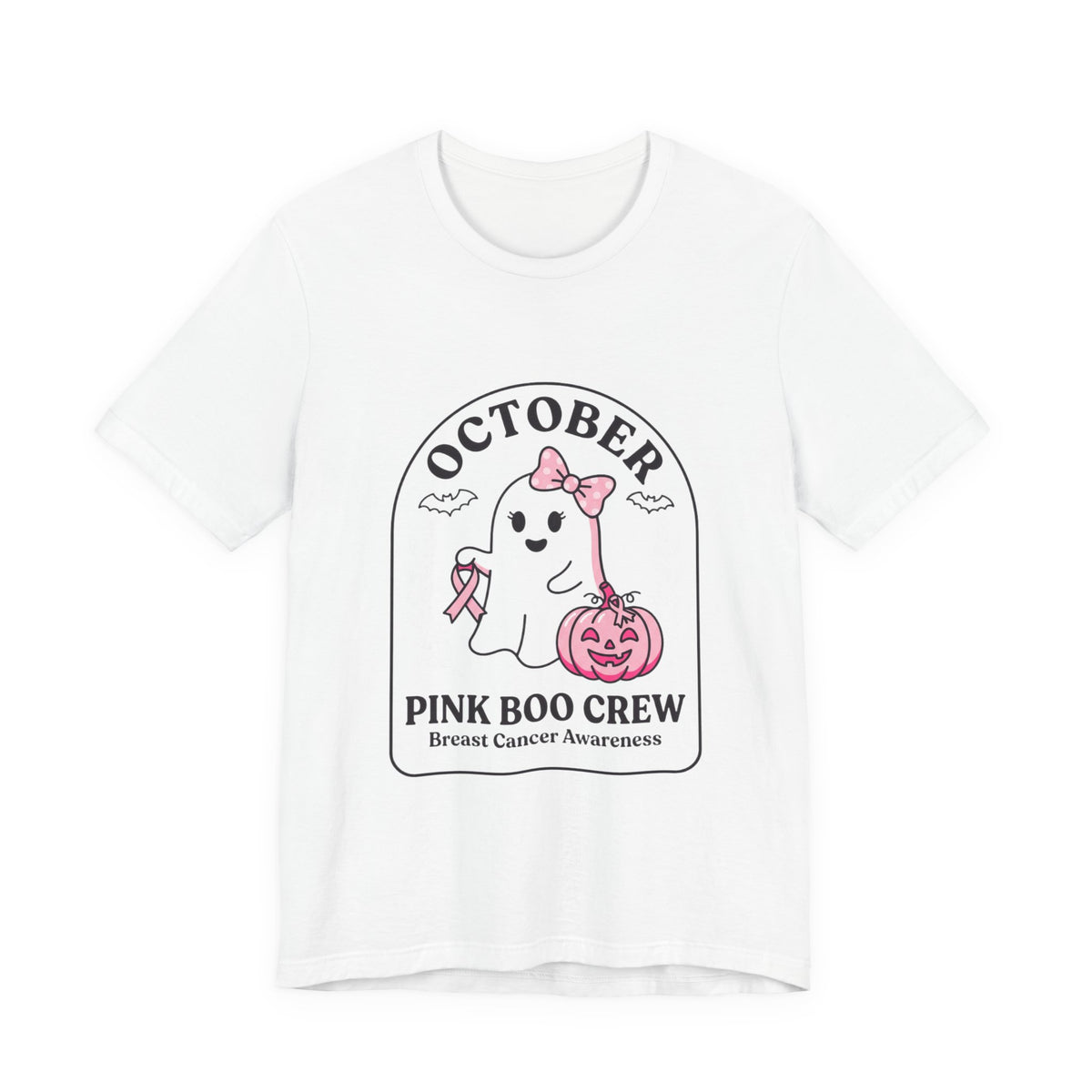 Pink Boo Crew Ghost Tee | Breast Cancer Awareness, October Ribbon