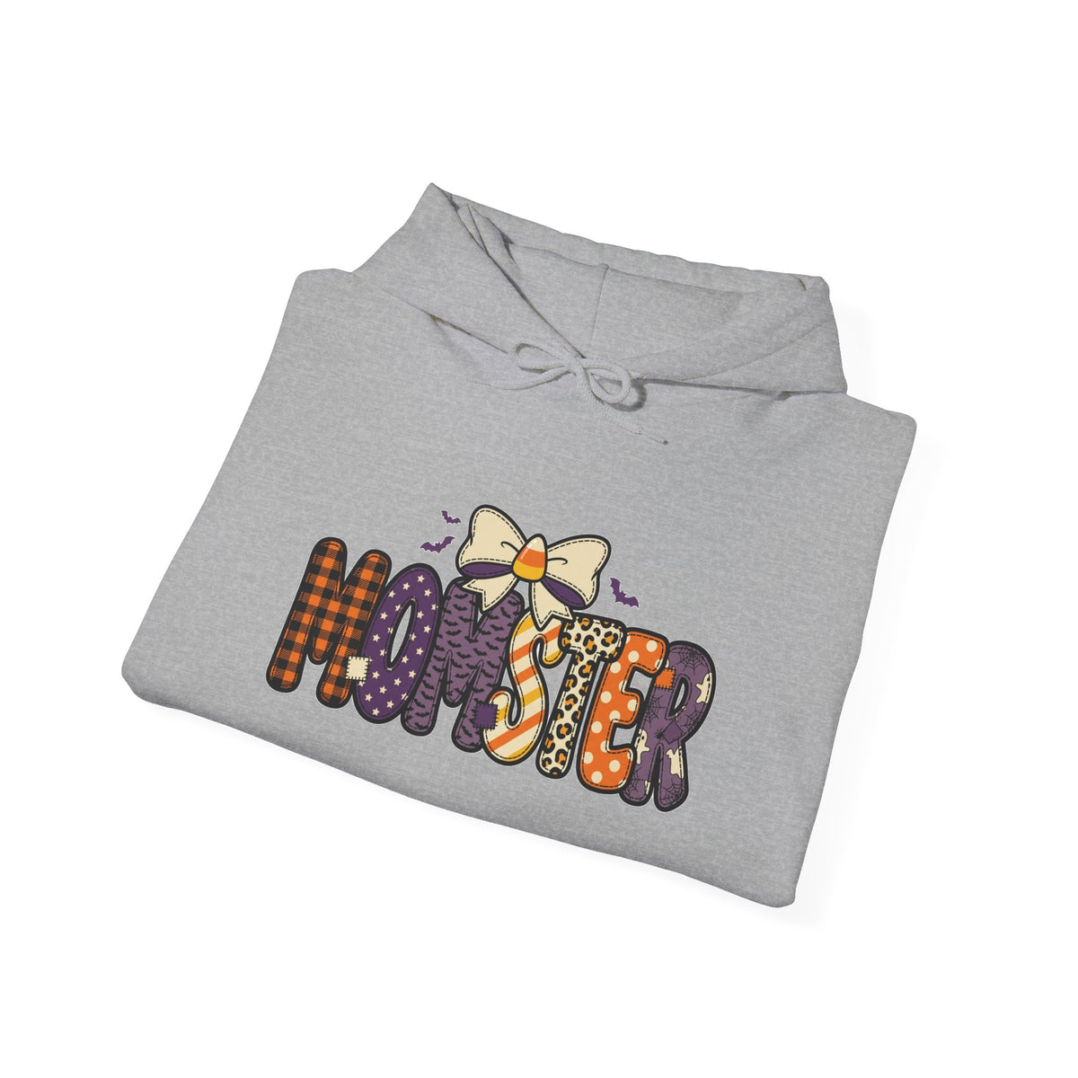 Momster Halloween Hoodie | purple orange spooky lettering, bats
