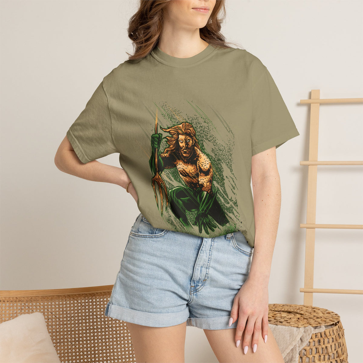 Aquaman Graphic T-Shirt — Vintage Surfing Trident Design