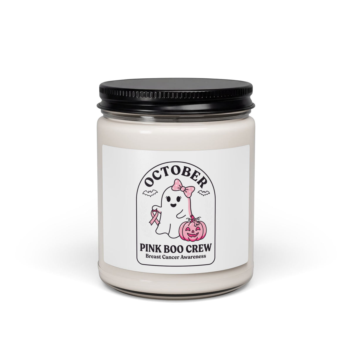 Pink Boo Crew Soy Candle | Breast Cancer Awareness Ribbon, October