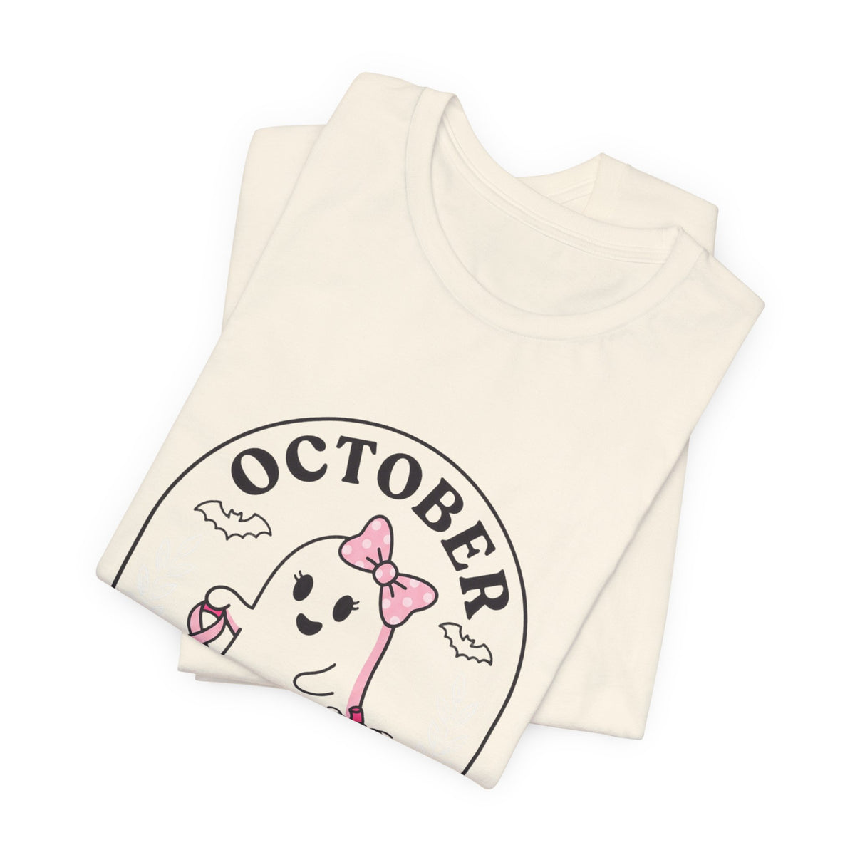 Pink Boo Crew Ghost Tee | Breast Cancer Awareness, October Ribbon