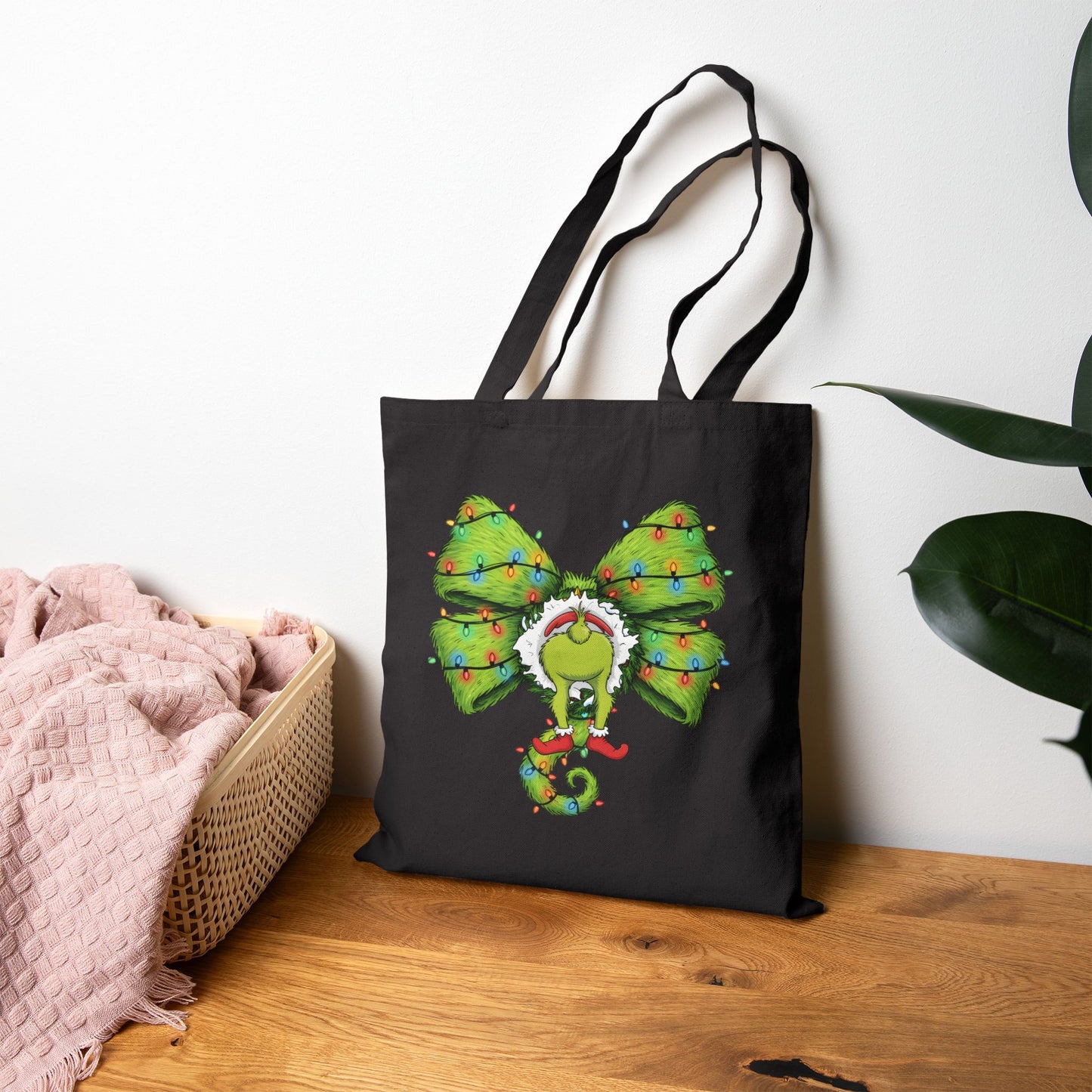 Christmas Chameleon Canvas Tote — Festive Holiday Gift Bag