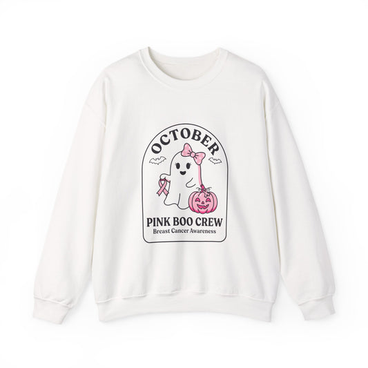 Pink Boo Crew Breast Cancer Awareness Sweatshirt | October ribbon support