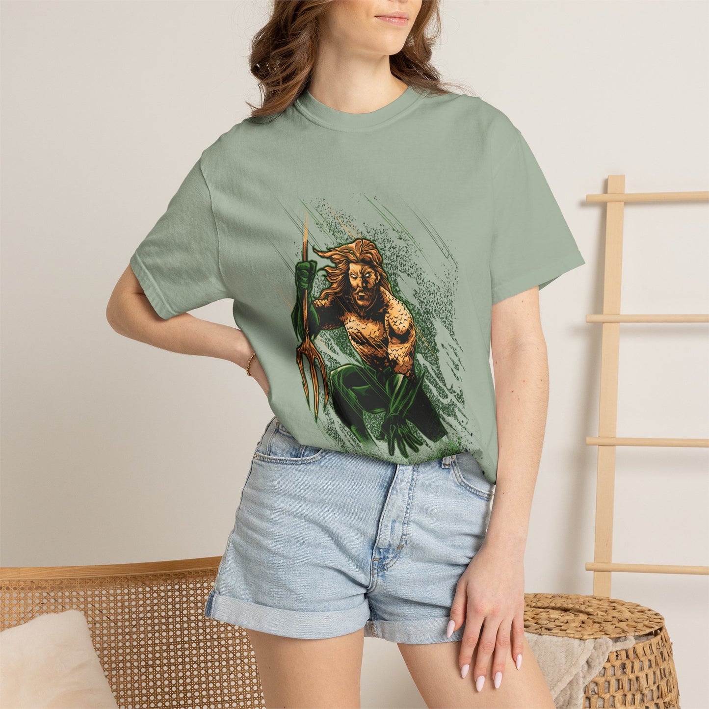 Aquaman Graphic T-Shirt — Vintage Surfing Trident Design
