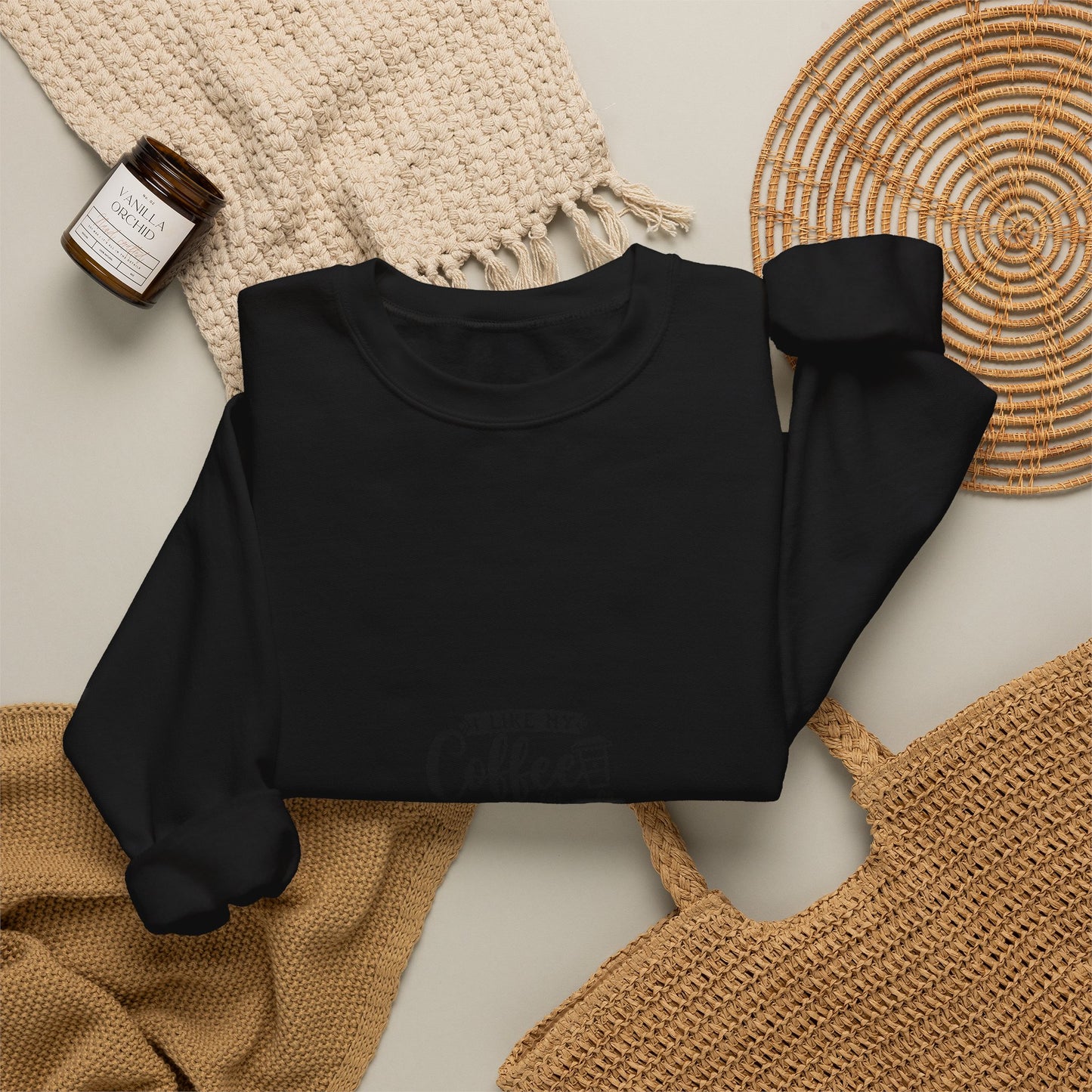 Crewneck Sweatshirt - "Give Me Coffee Dark, Bitter, And Too Hot For You" Minimal Coffee Lover Pullover