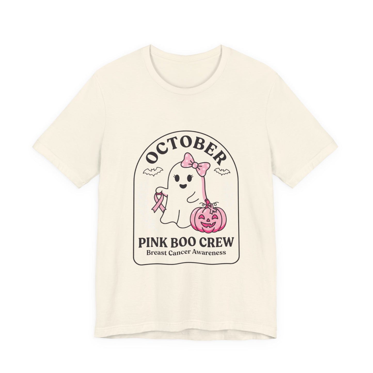 Pink Boo Crew Ghost Tee | Breast Cancer Awareness, October Ribbon