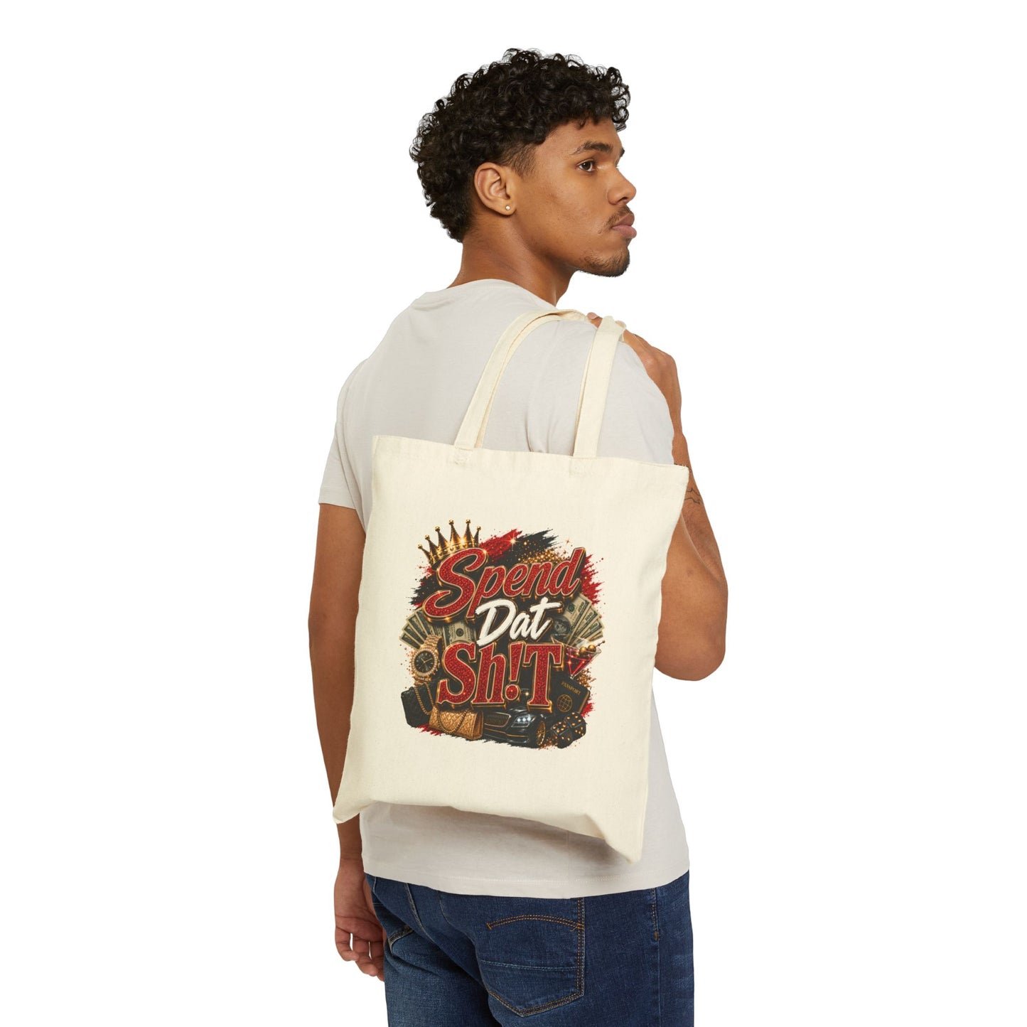 Canvas Tote Bag — "Spend Dat Sh!t" Bold Graphic Market Tote