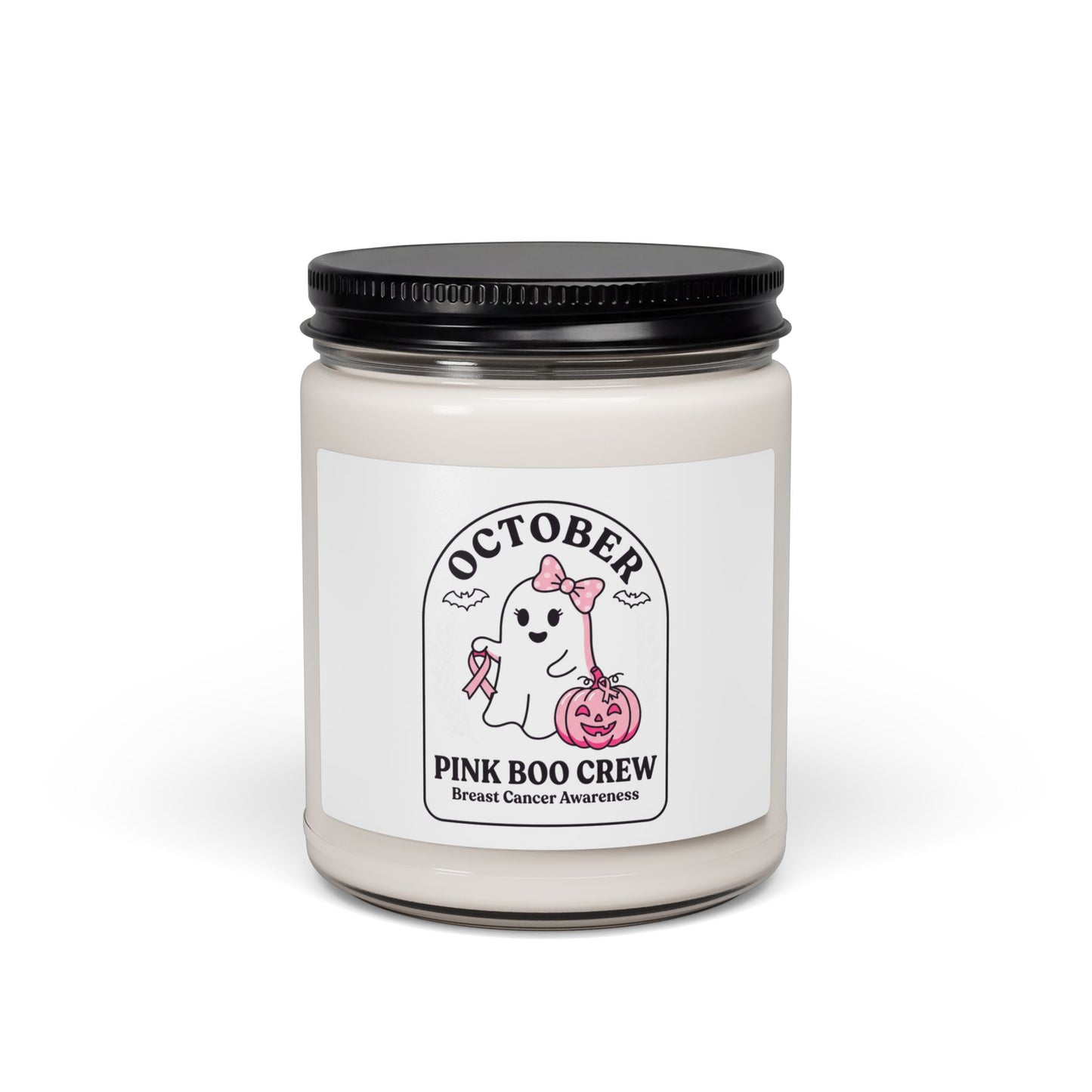 Pink Boo Crew Soy Candle | Breast Cancer Awareness Ribbon, October