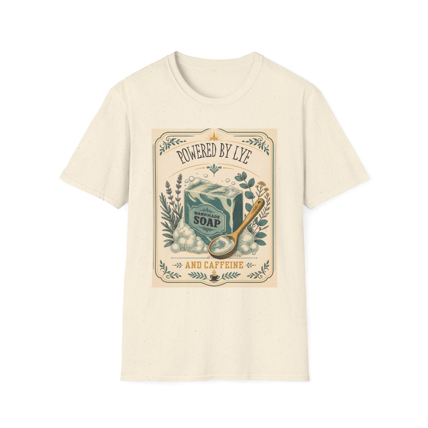 T-Shirt — "Powered by Lye" Vintage Soap Bar Graphic Tee-Work/Hobby