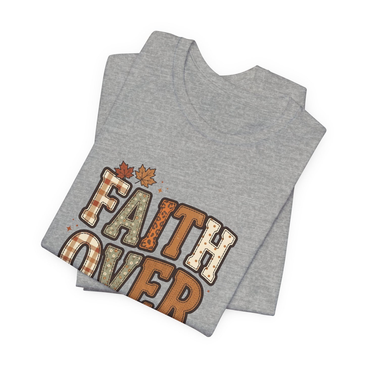 Faith Over Fear Tee | Christian Autumn fall leaves, scripture 2 Tim 1:7