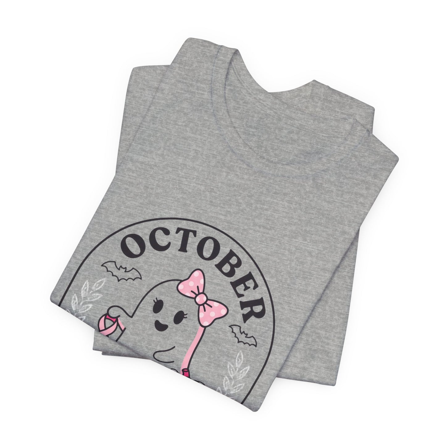 Pink Boo Crew Ghost Tee | Breast Cancer Awareness, October Ribbon