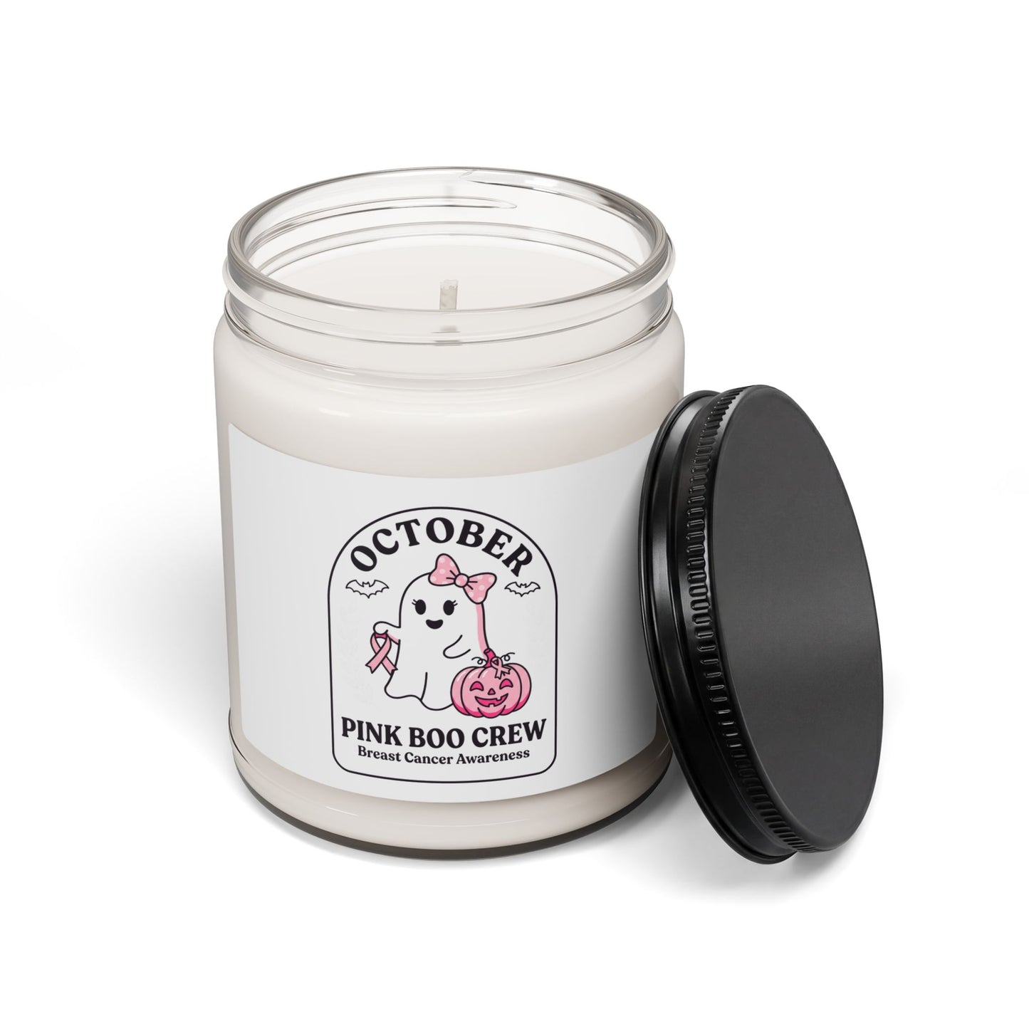 Pink Boo Crew Soy Candle | Breast Cancer Awareness Ribbon, October