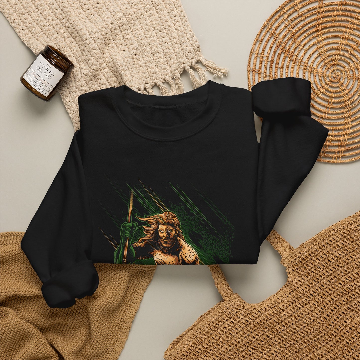 Aquaman Graphic Sweatshirt — Vintage Comic Trident Design