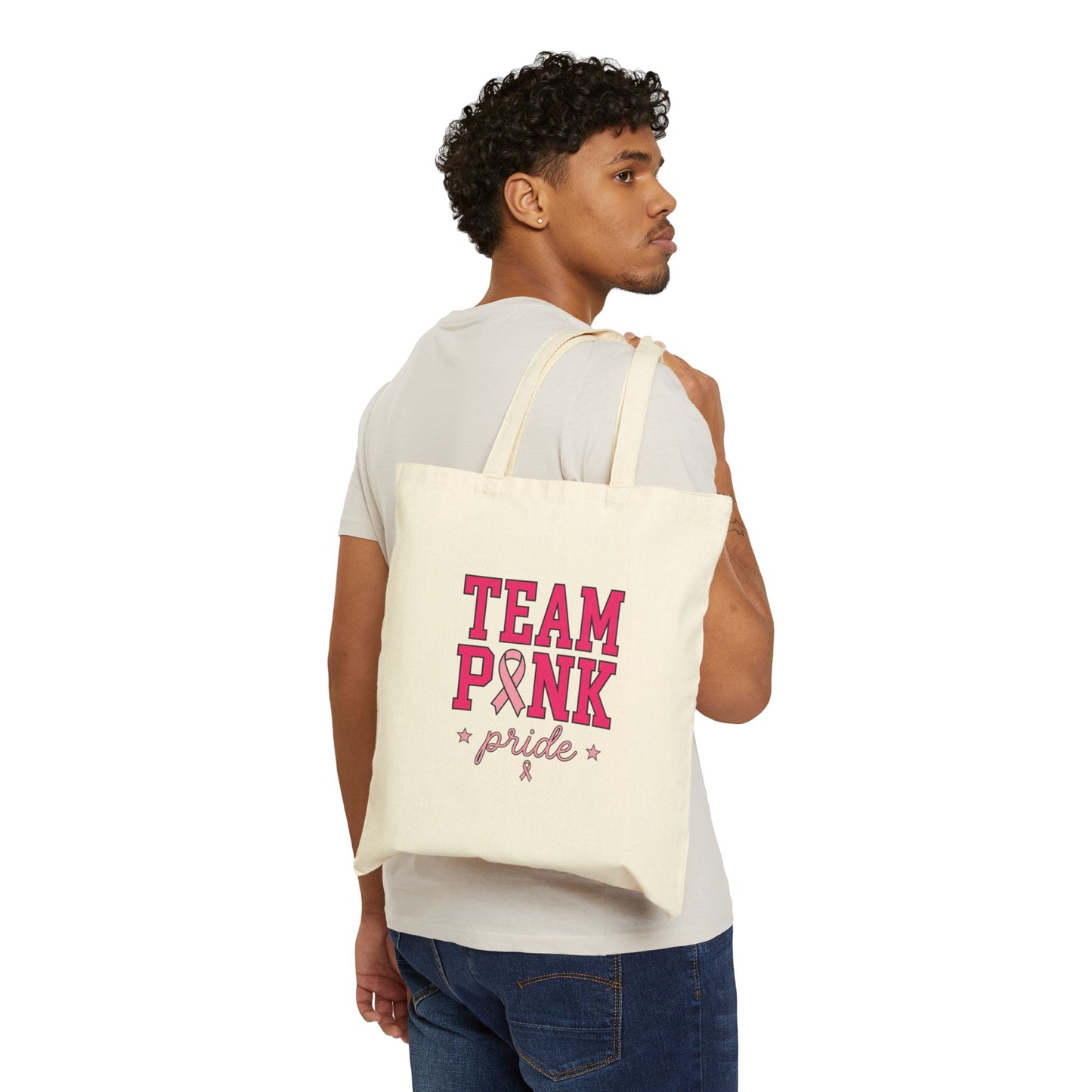 Team Pink Ribbon Tote | Breast Cancer Awareness, Solidarity Canvas