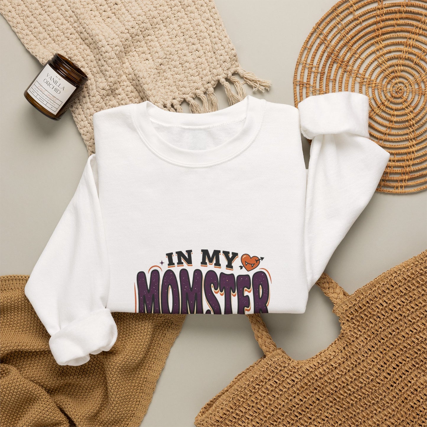 Momster Era Sweatshirt | Halloween mom graphic, purple orange spooky lettering