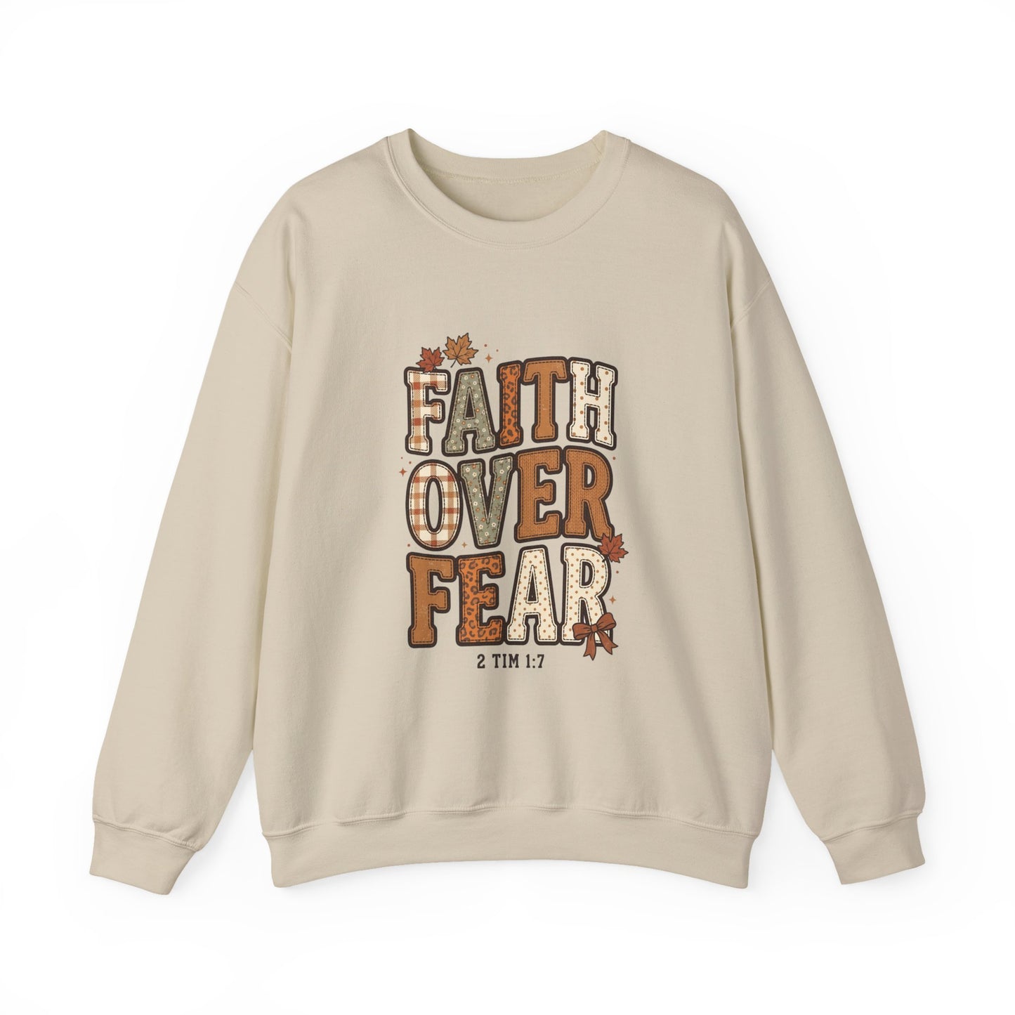 Faith Over Fear Sweatshirt | Christian Autumn, 2 Tim 1:7, Fall Leaves