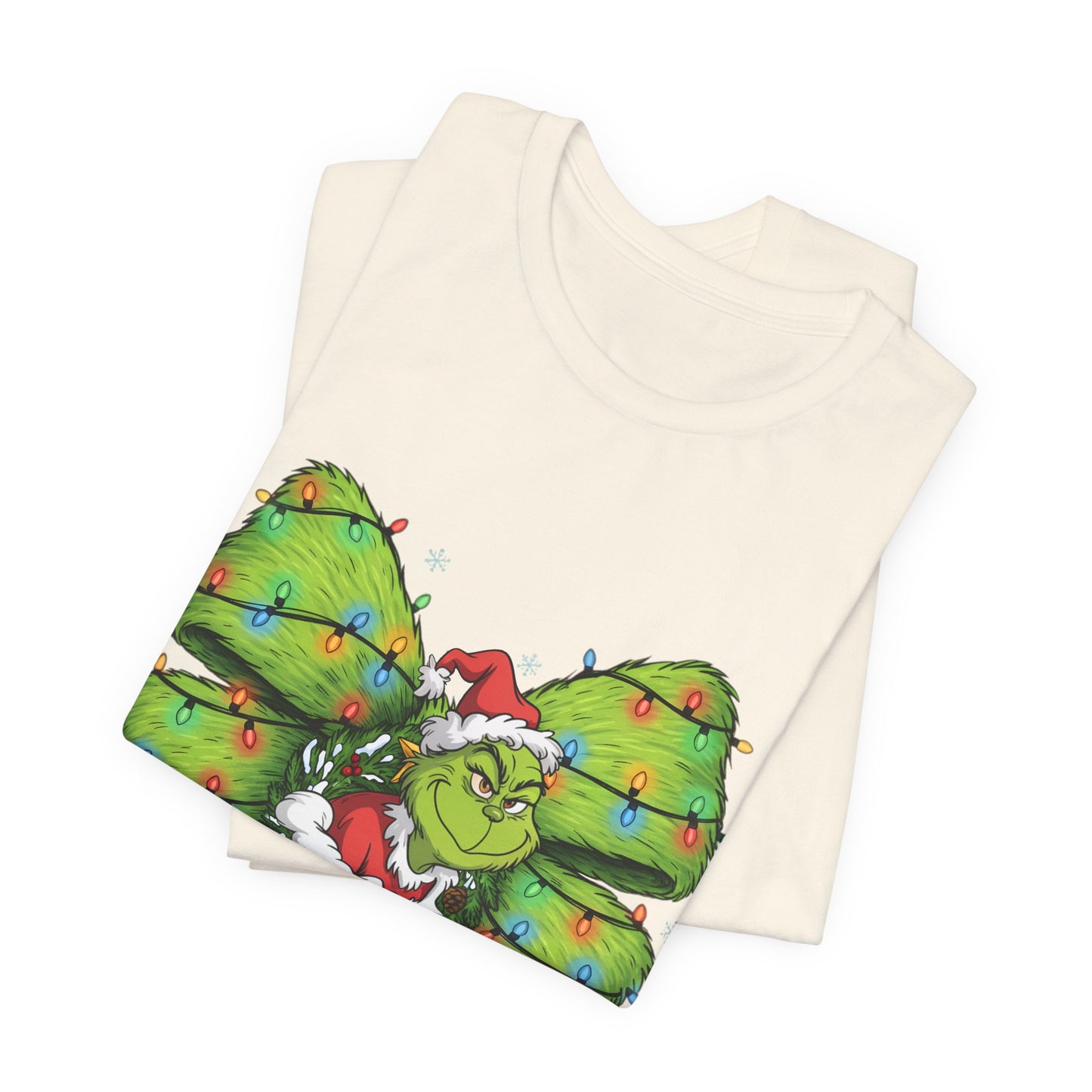 Grinch Holiday Bow T-Shirt — Festive Christmas Lights Design