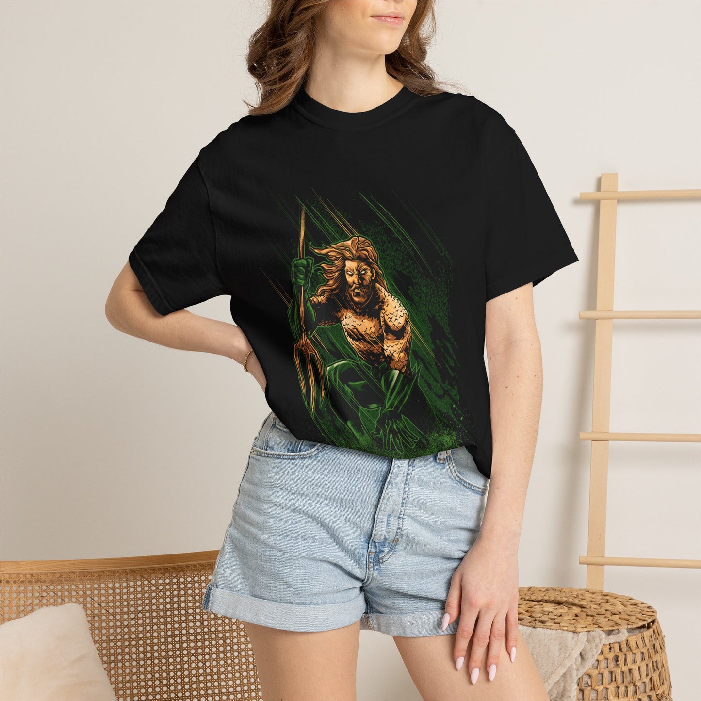 Aquaman Graphic T-Shirt — Vintage Surfing Trident Design