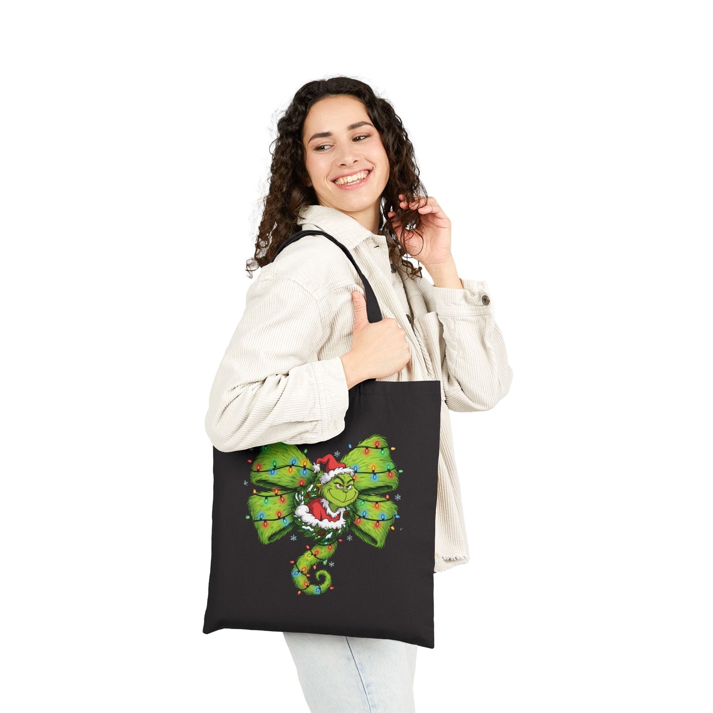 Christmas Chameleon Canvas Tote — Festive Holiday Gift Bag