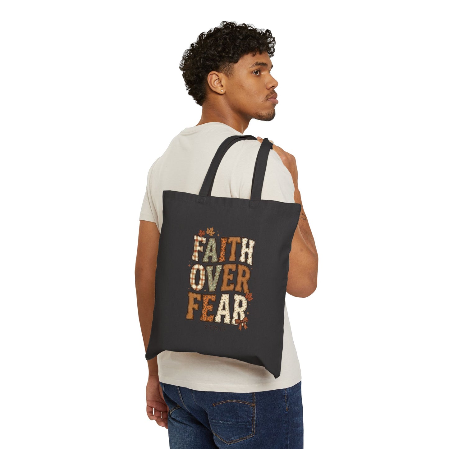 Faith Over Fear Tote | Christian Autumn, Fall Leaves Scripture