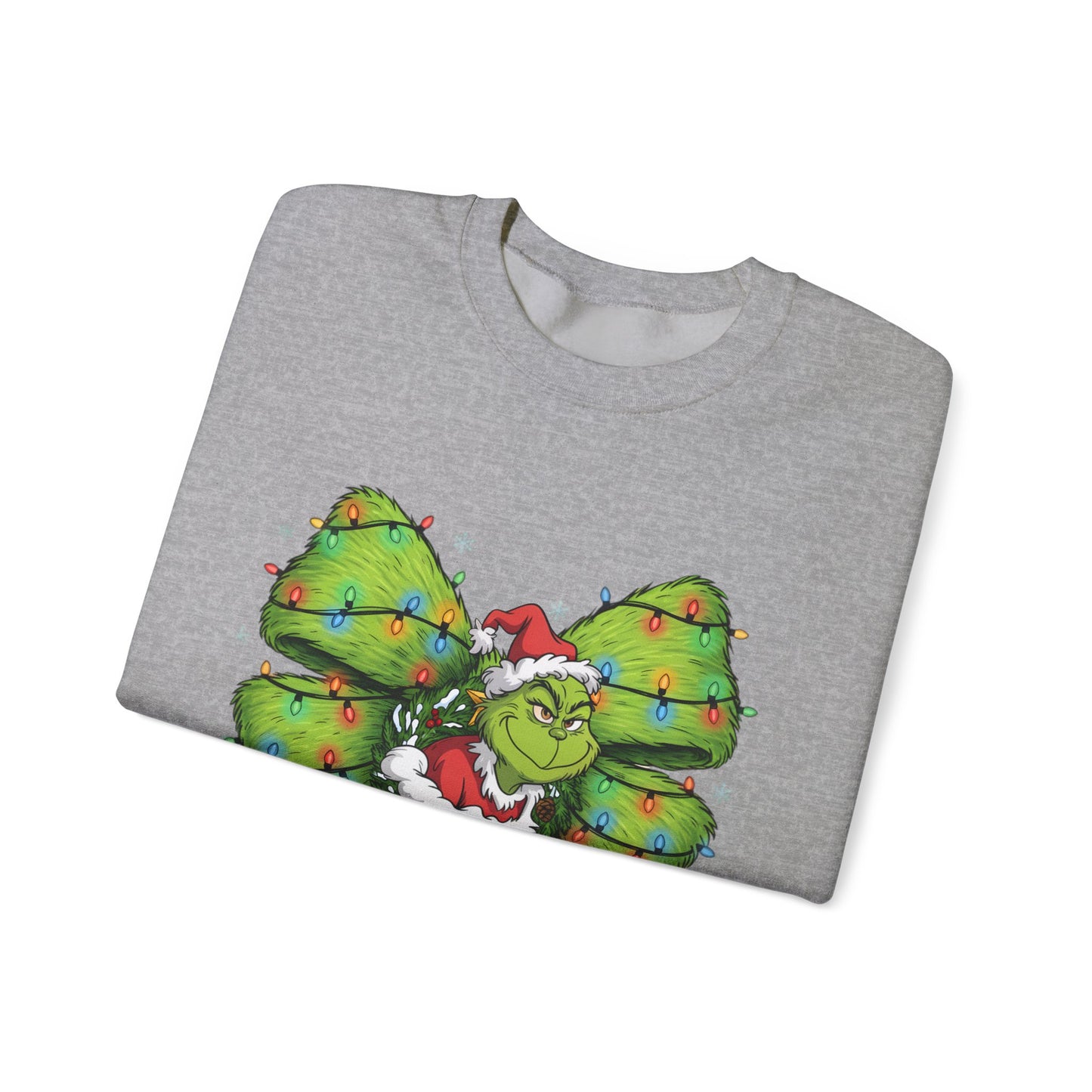 Grinch Christmas Bow Sweatshirt – Funny Holiday Crewneck