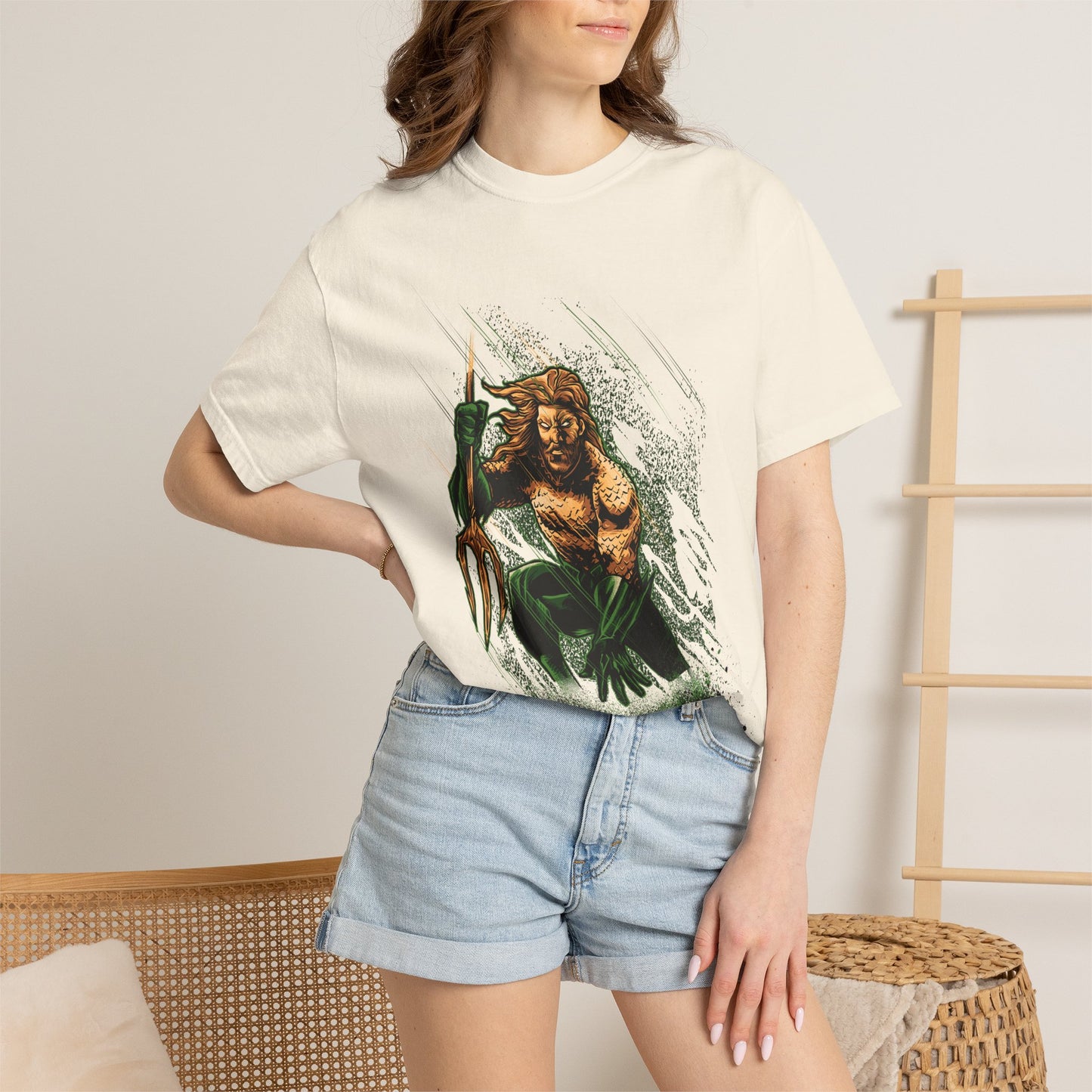 Aquaman Graphic T-Shirt — Vintage Surfing Trident Design