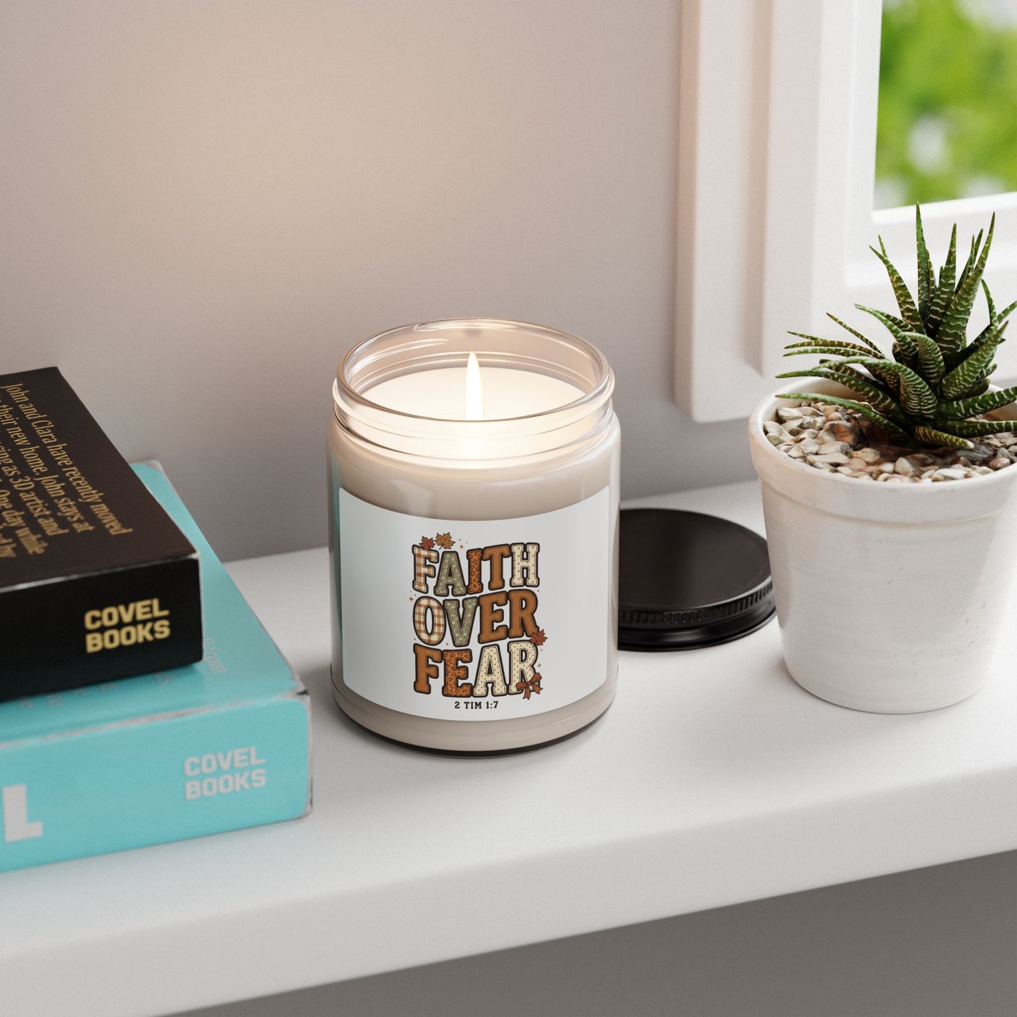 Faith Over Fear Soy Candle | Christian Autumn, Fall Leaves