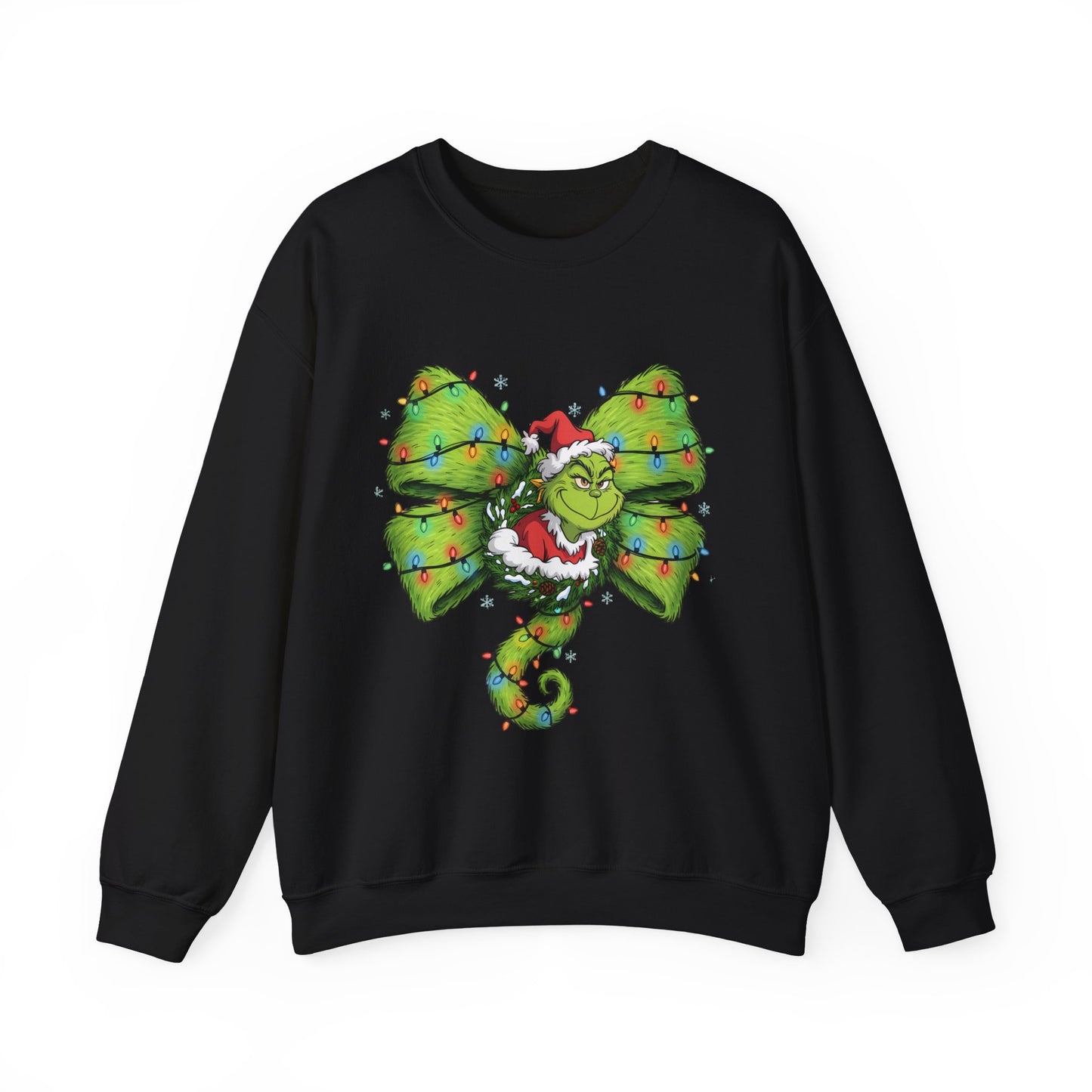 Grinch Christmas Bow Sweatshirt – Funny Holiday Crewneck