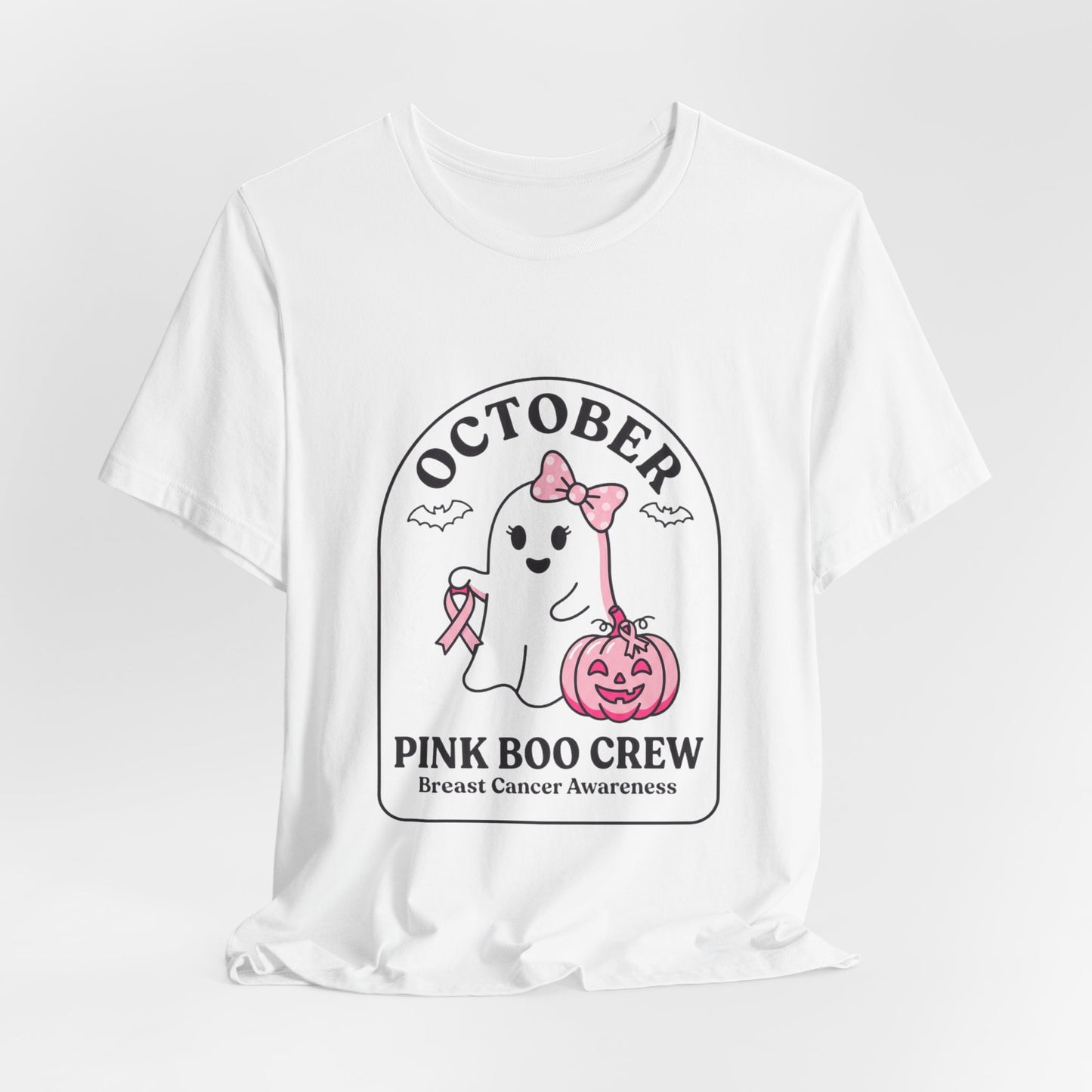 Pink Boo Crew Ghost Tee | Breast Cancer Awareness, October Ribbon