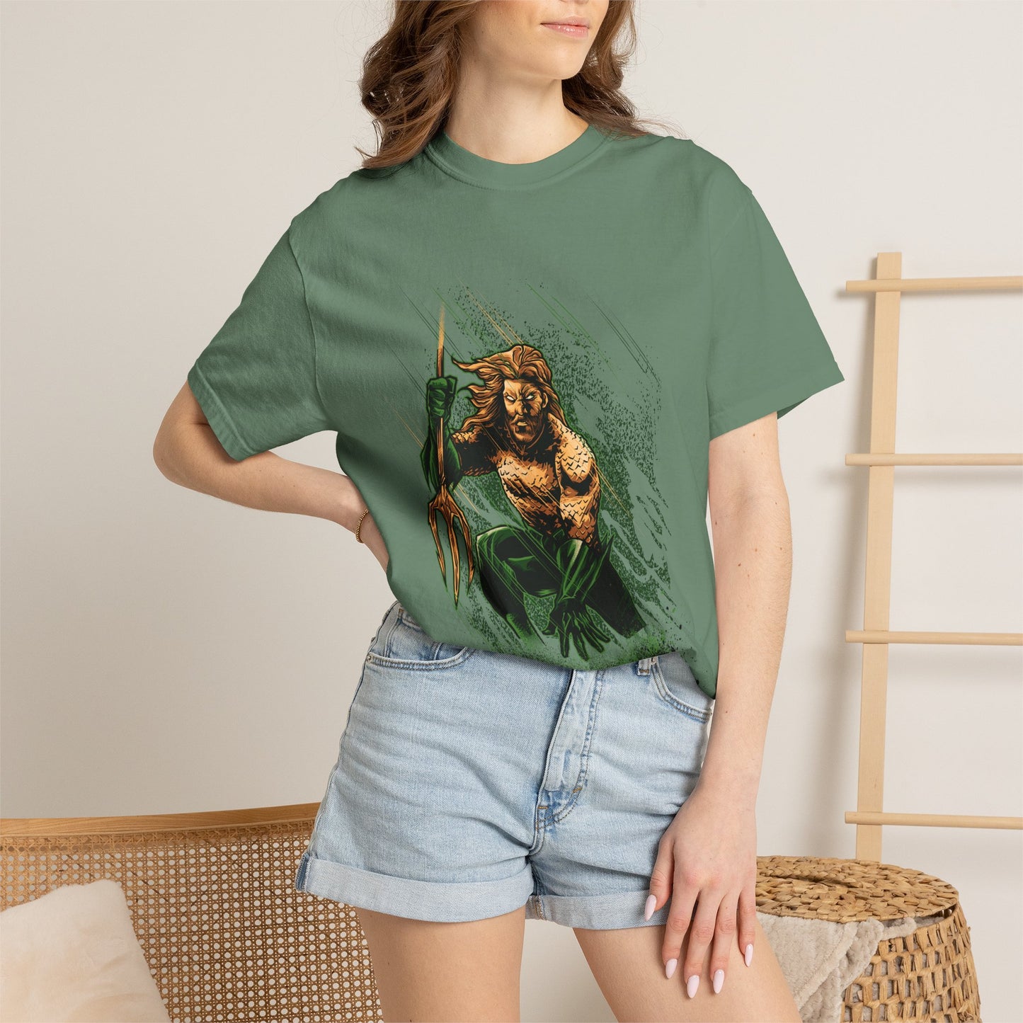 Aquaman Graphic T-Shirt — Vintage Surfing Trident Design