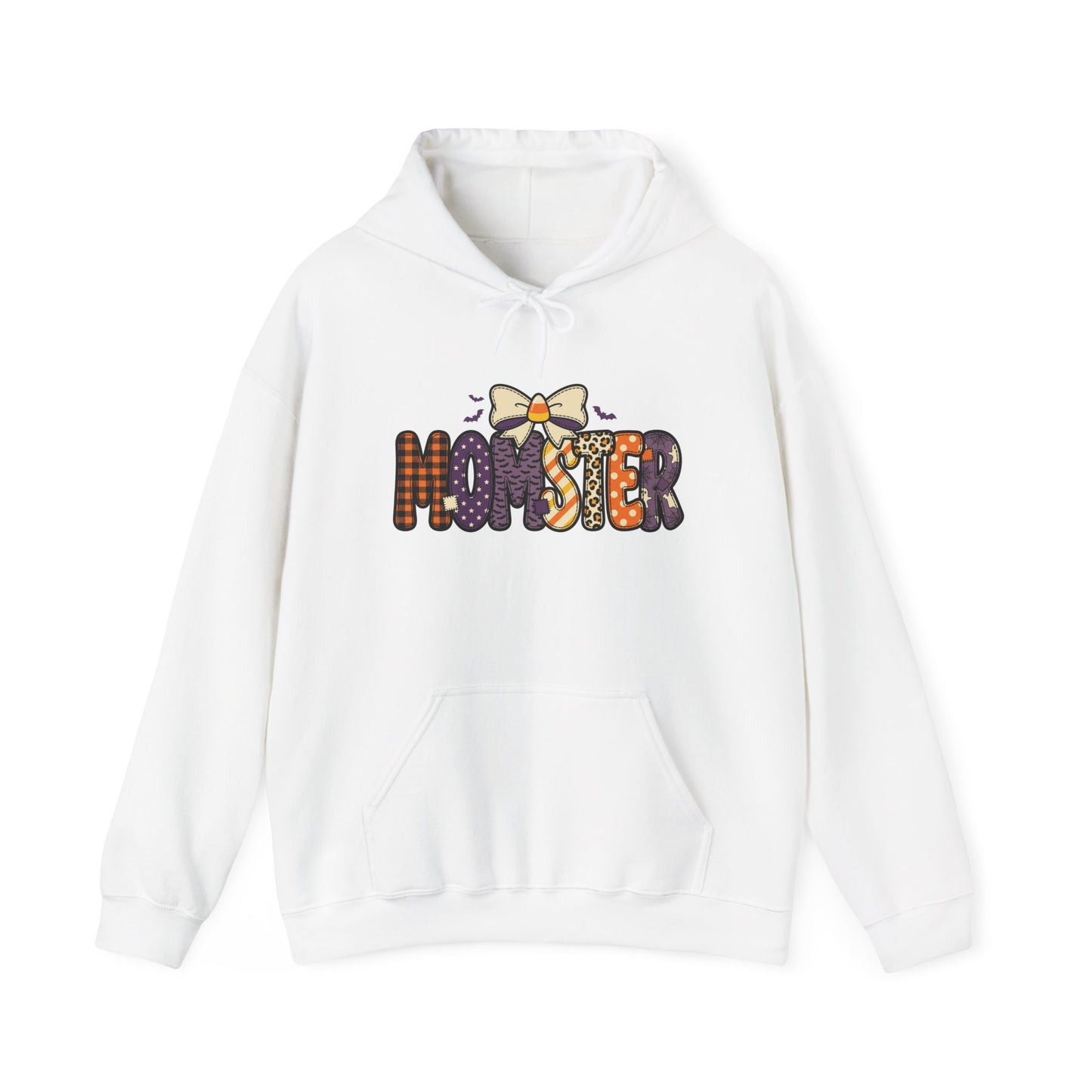 Momster Halloween Hoodie | purple orange spooky lettering, bats
