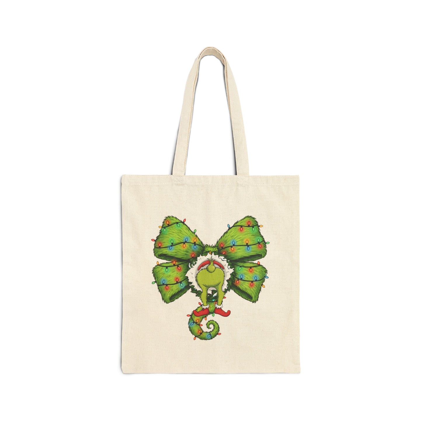 Christmas Chameleon Canvas Tote — Festive Holiday Gift Bag