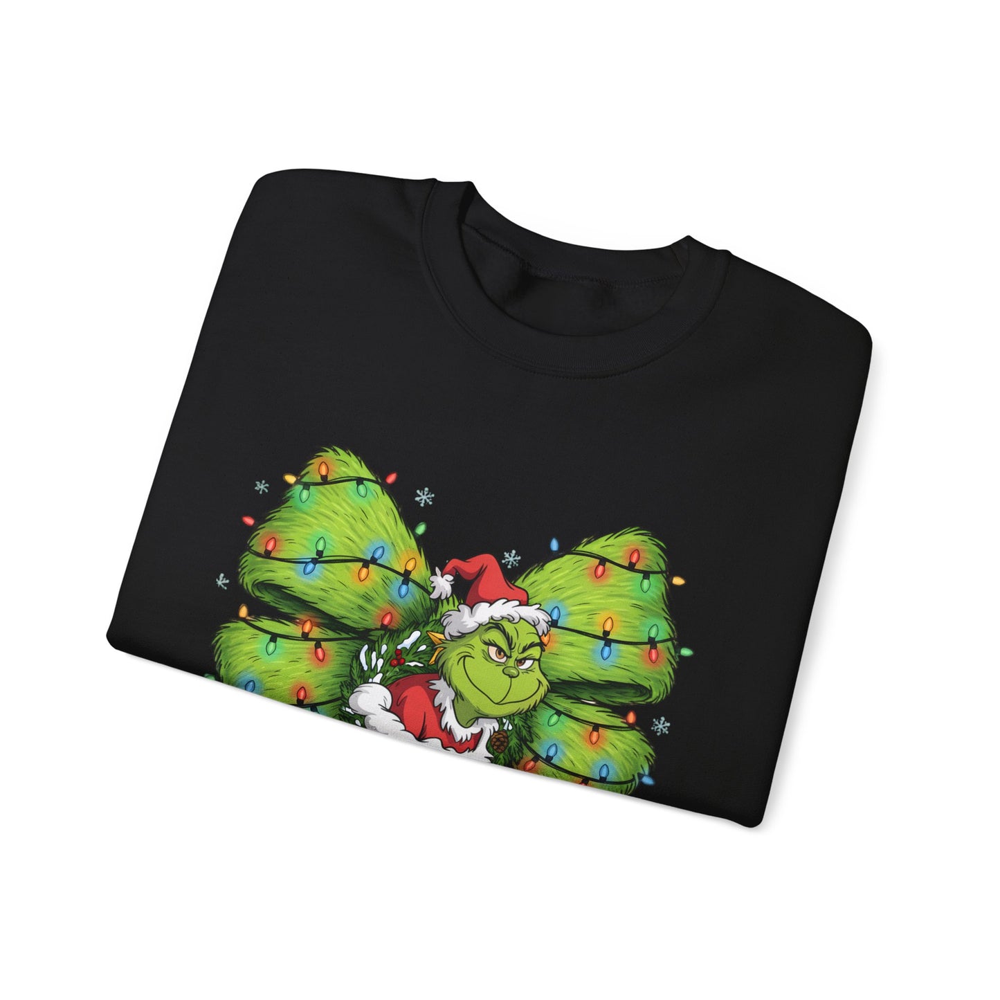 Grinch Christmas Bow Sweatshirt – Funny Holiday Crewneck