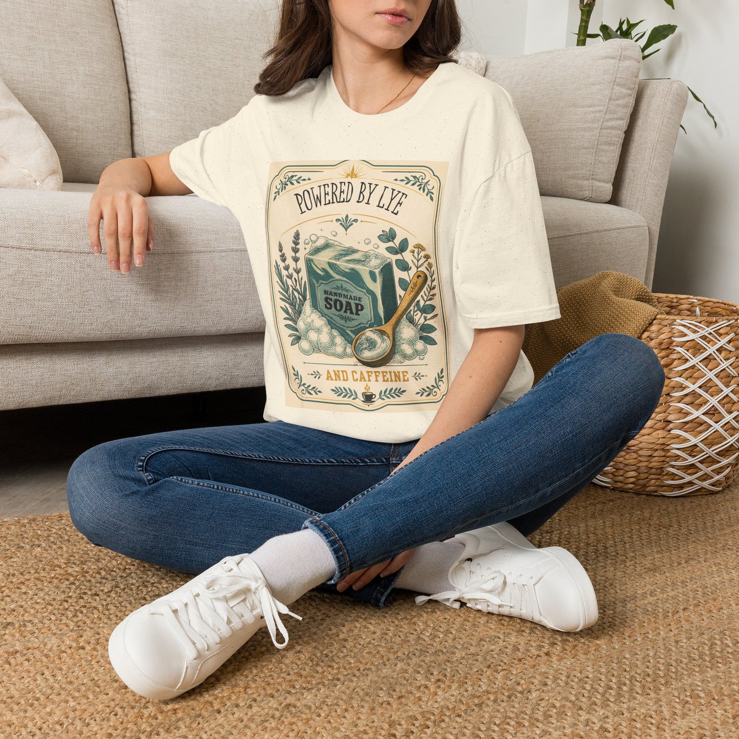 T-Shirt — "Powered by Lye" Vintage Soap Bar Graphic Tee-Work/Hobby