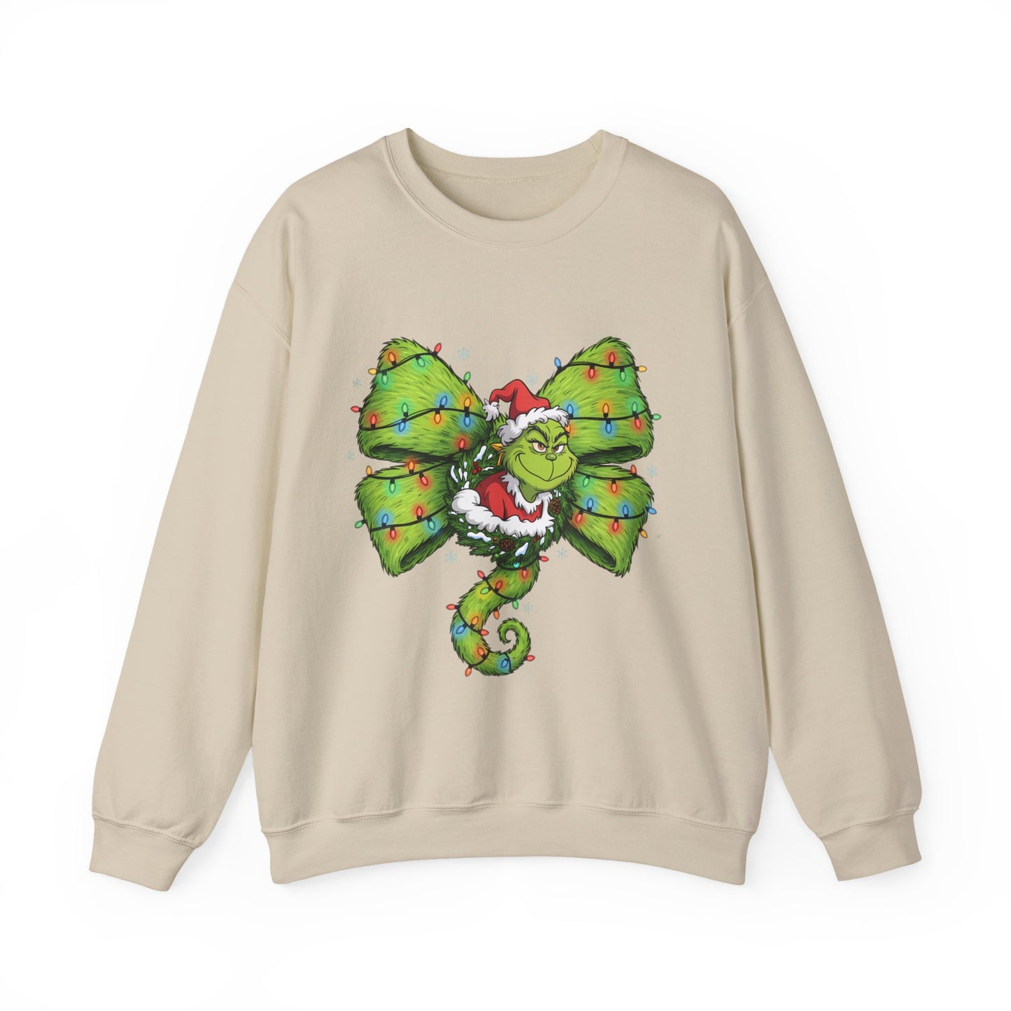 Grinch Christmas Bow Sweatshirt – Funny Holiday Crewneck
