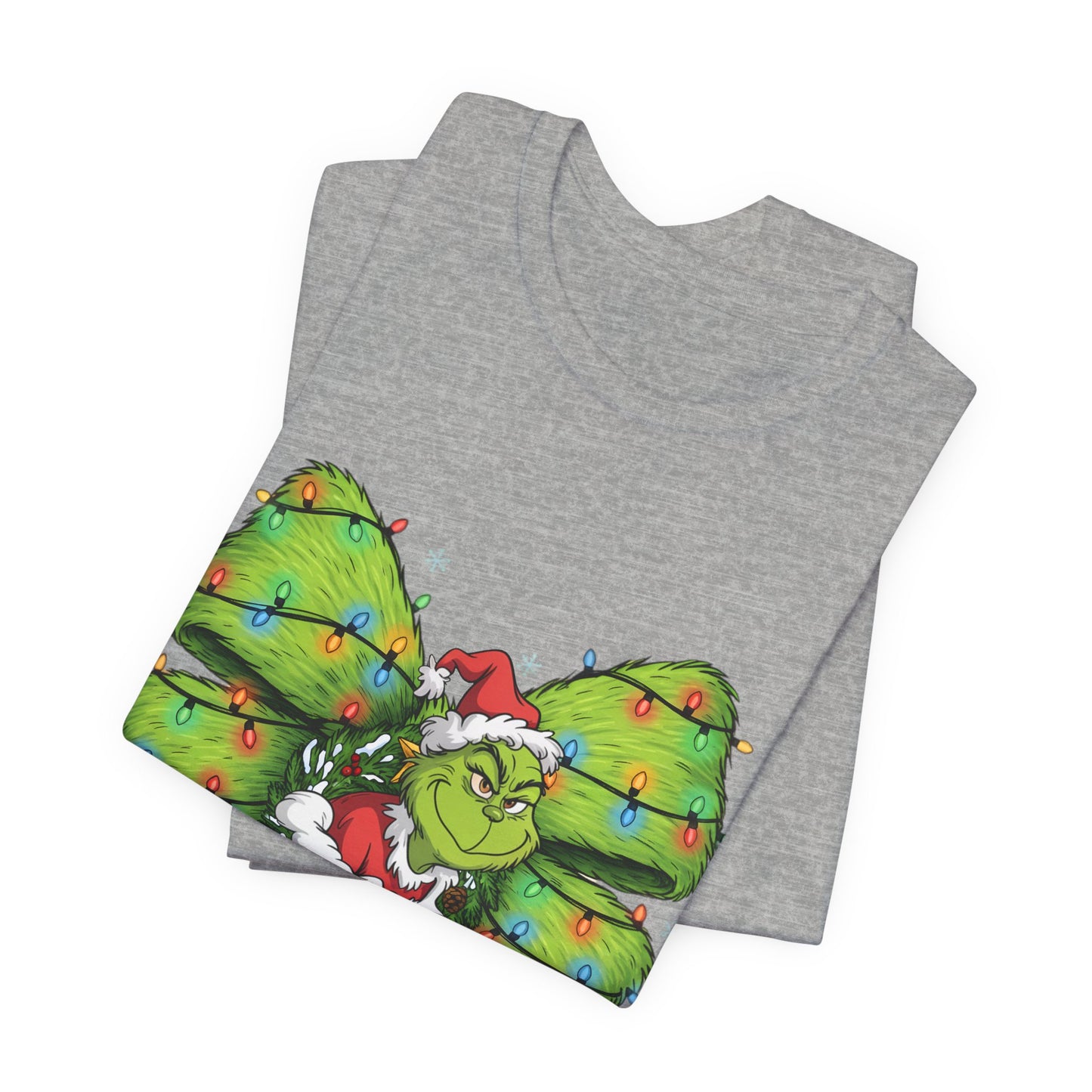 Grinch Holiday Bow T-Shirt — Festive Christmas Lights Design