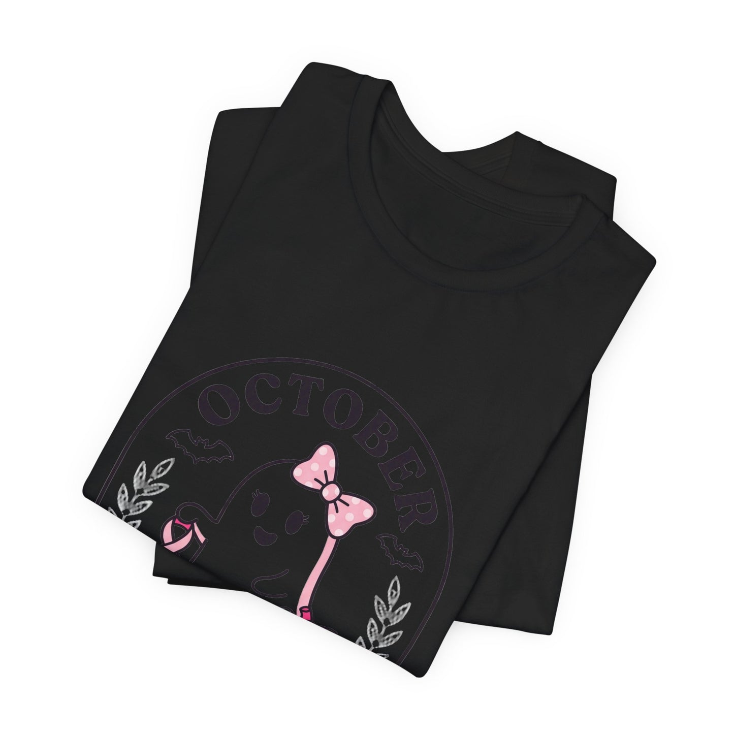 Pink Boo Crew Ghost Tee | Breast Cancer Awareness, October Ribbon
