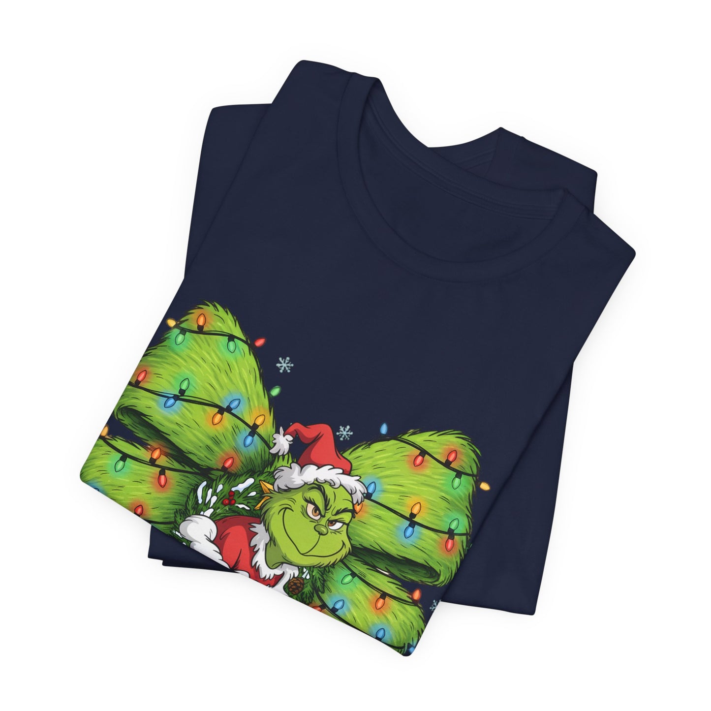Grinch Holiday Bow T-Shirt — Festive Christmas Lights Design