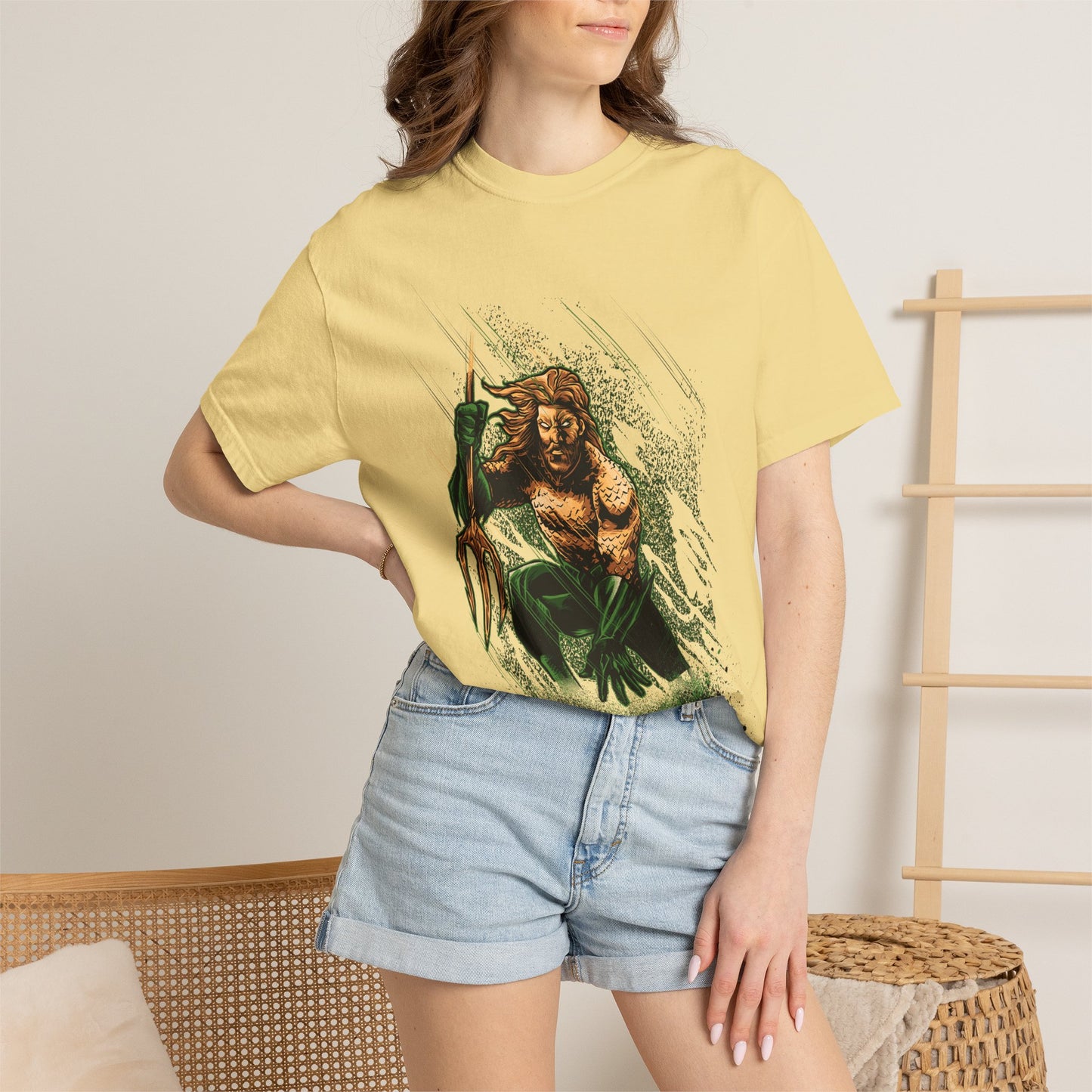 Aquaman Graphic T-Shirt — Vintage Surfing Trident Design