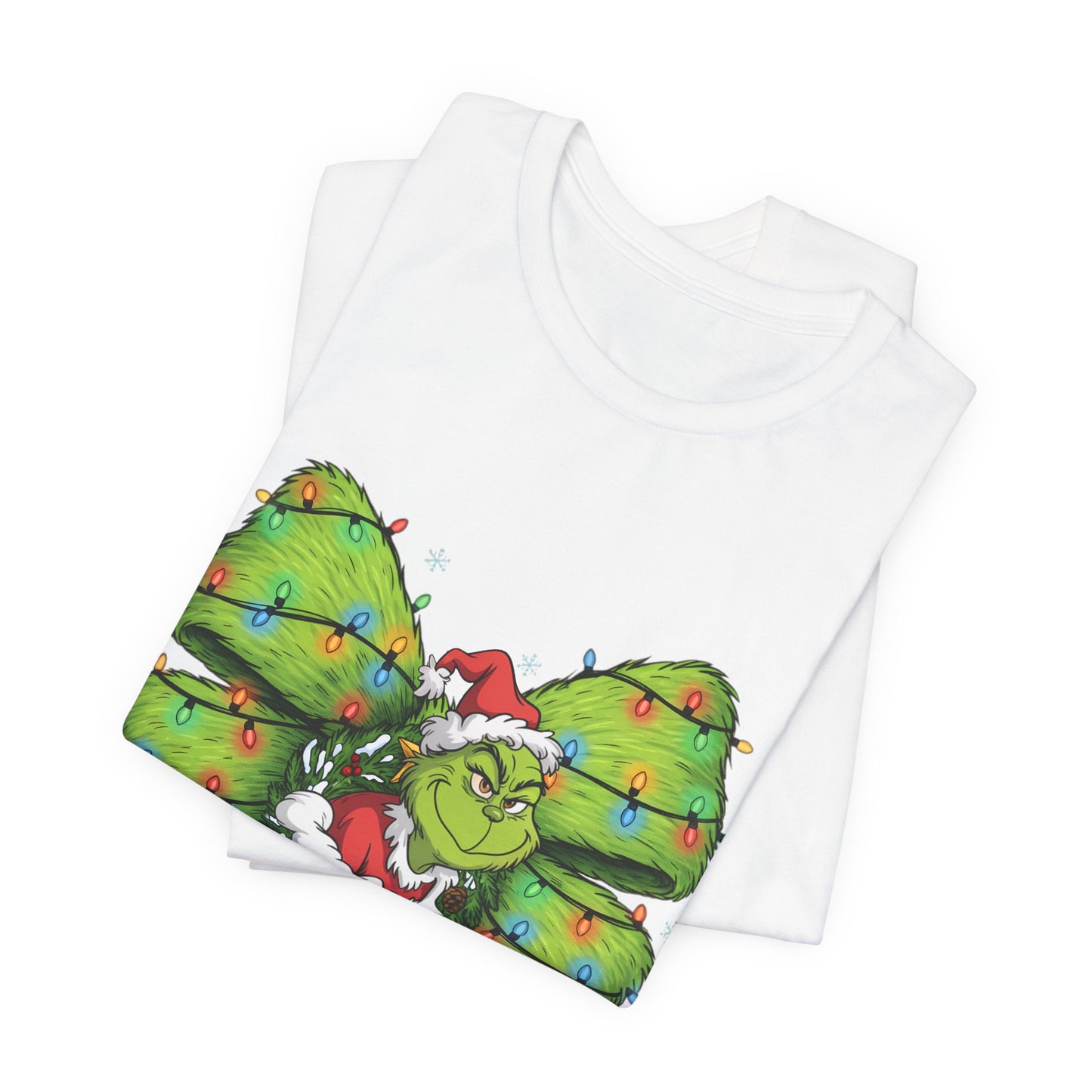 Grinch Holiday Bow T-Shirt — Festive Christmas Lights Design