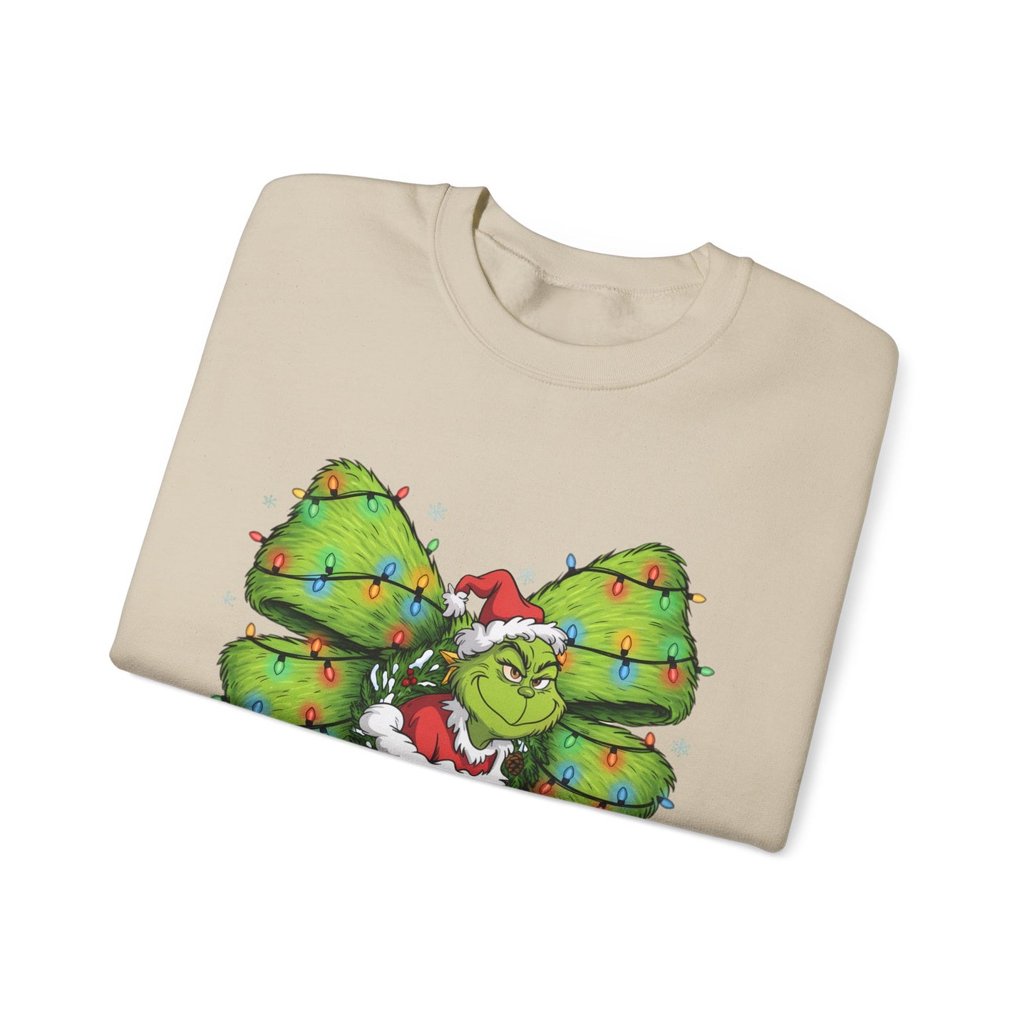 Grinch Christmas Bow Sweatshirt – Funny Holiday Crewneck