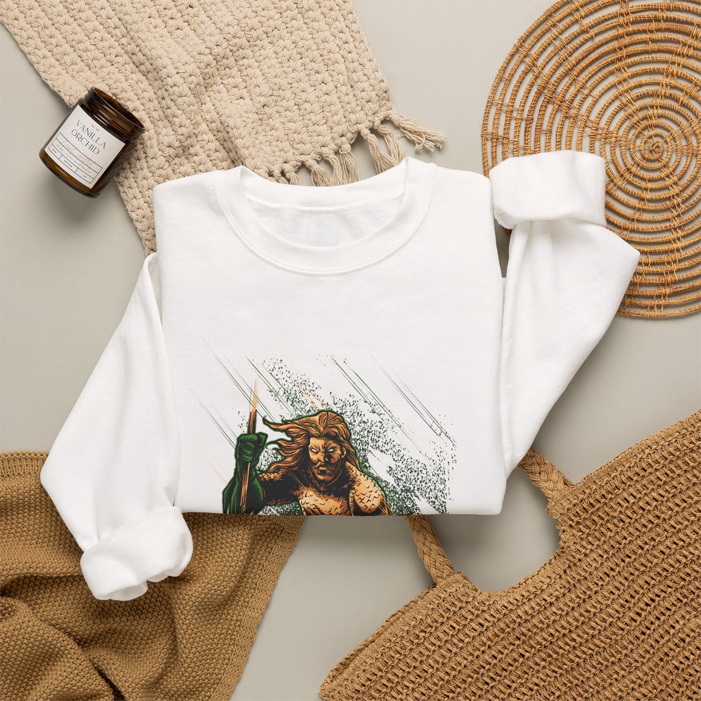Aquaman Graphic Sweatshirt — Vintage Comic Trident Design