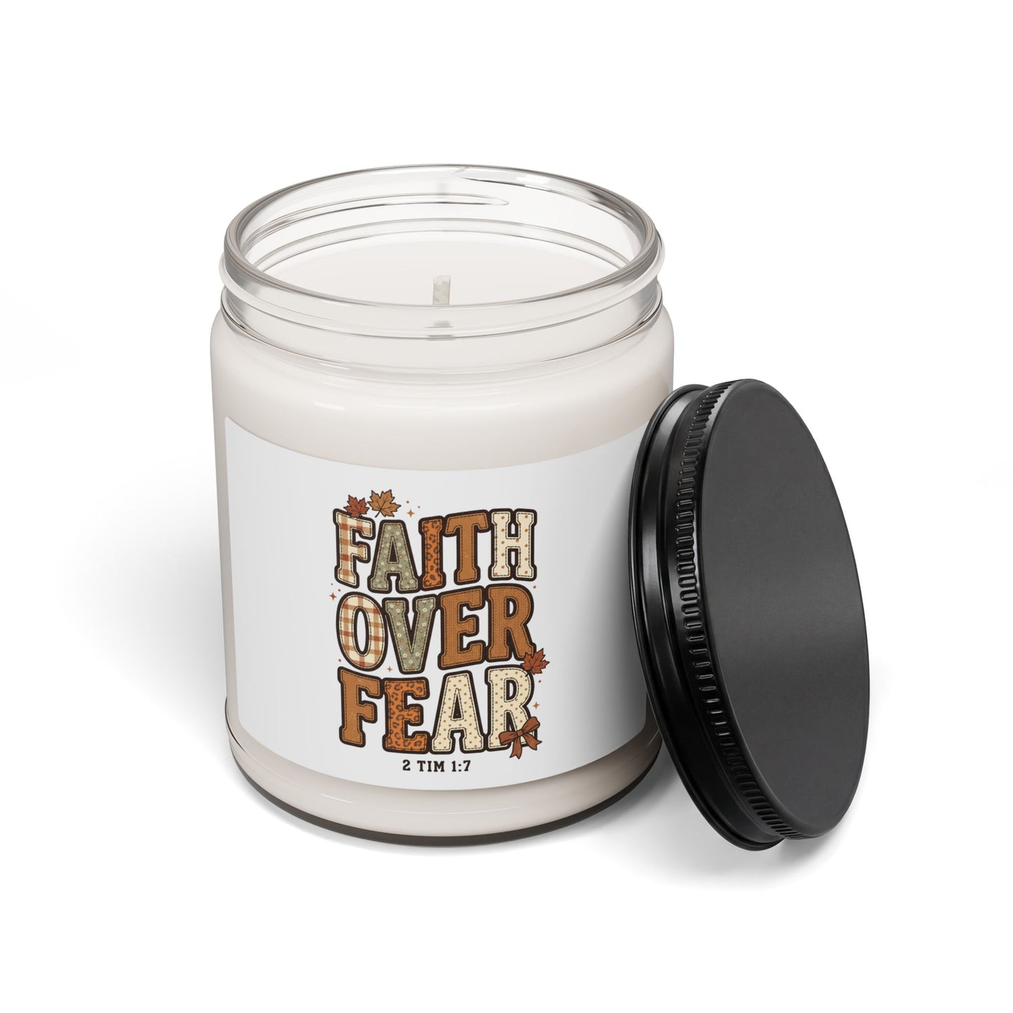 Faith Over Fear Soy Candle | Christian Autumn, Fall Leaves