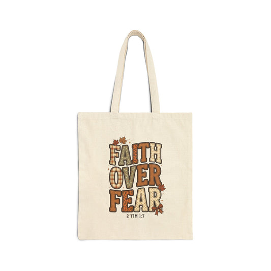 Faith Over Fear Tote | Christian Autumn, Fall Leaves Scripture